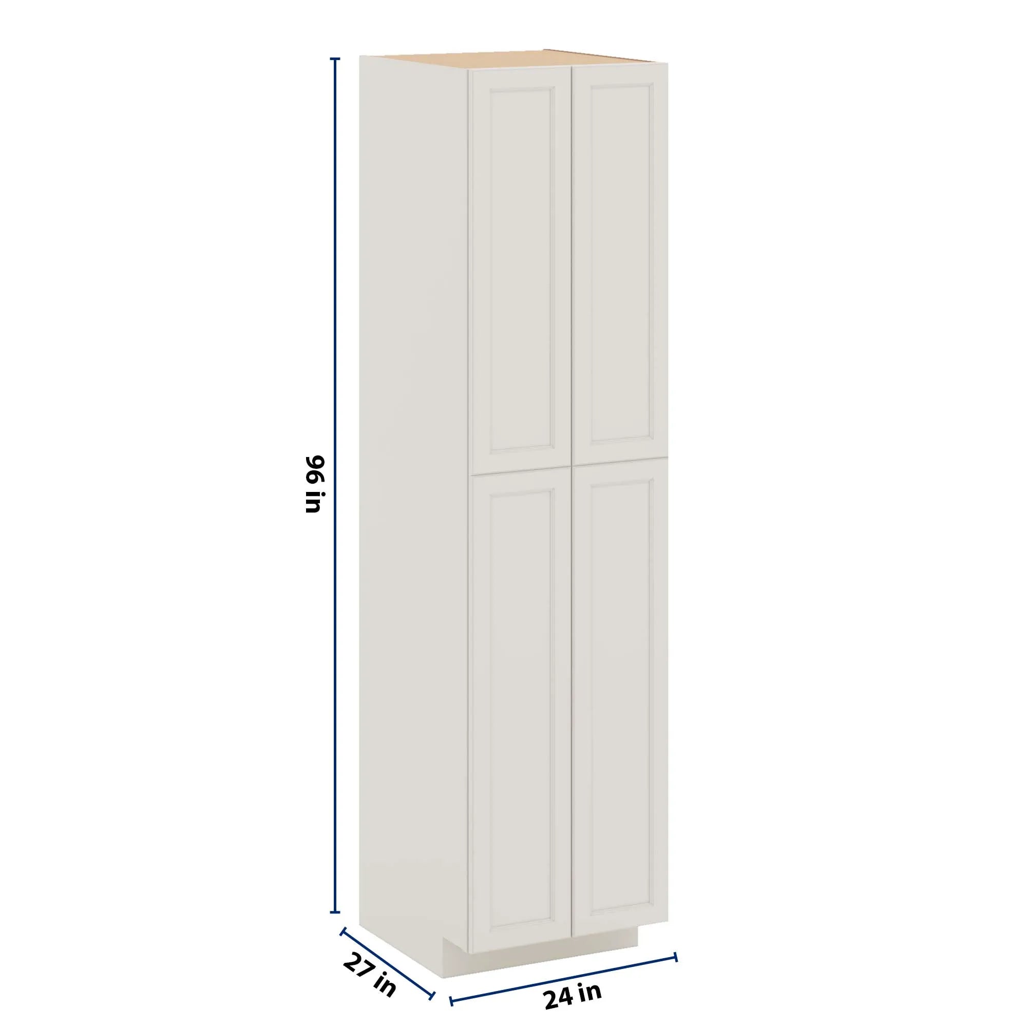 J&K Dove E1 Pantry w/Roll-Out Trays 24" W x 96" H x 27" D