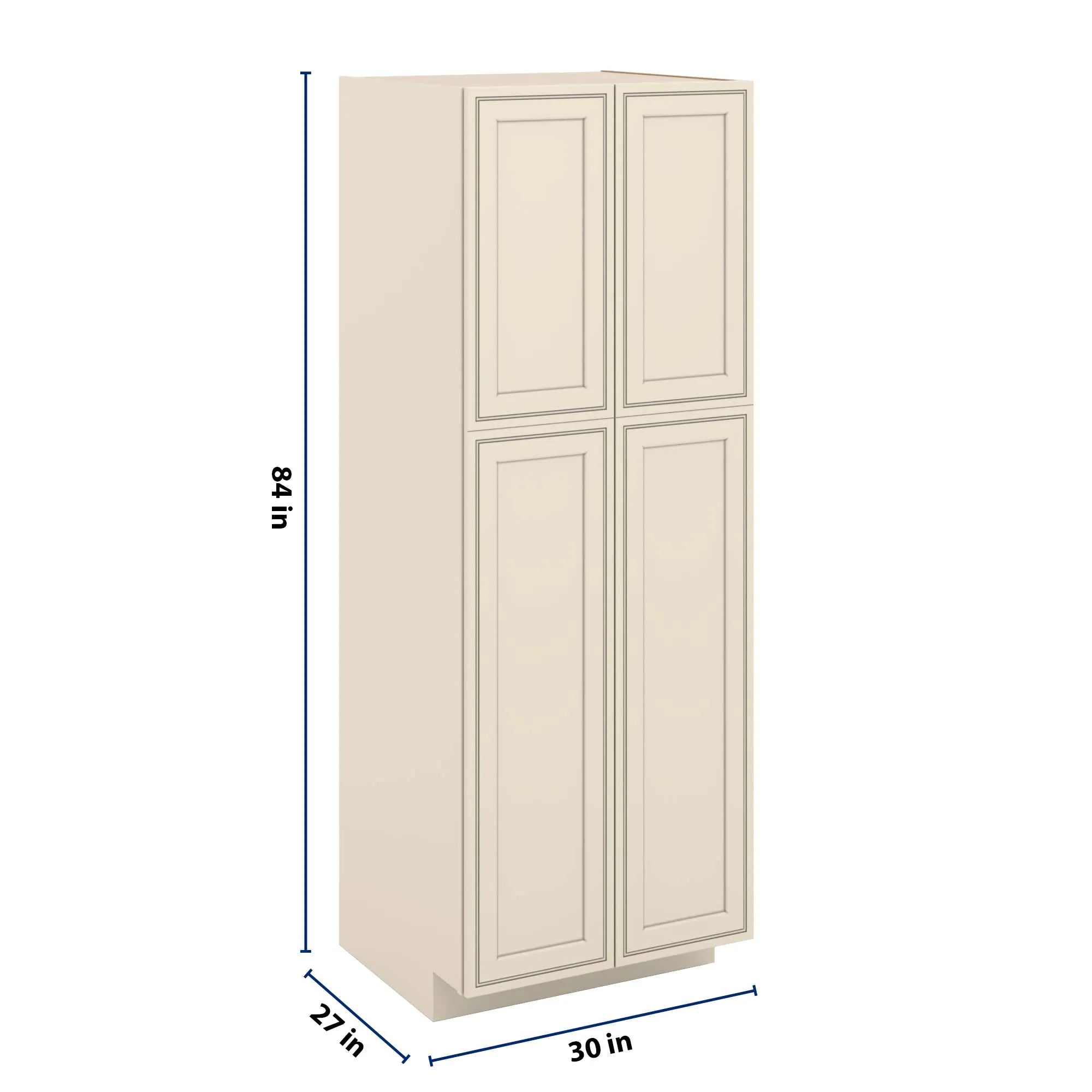 J&K Pearl Glazed H9 Pantry w/Roll-Out Trays 30" W x 84" H x 27" D