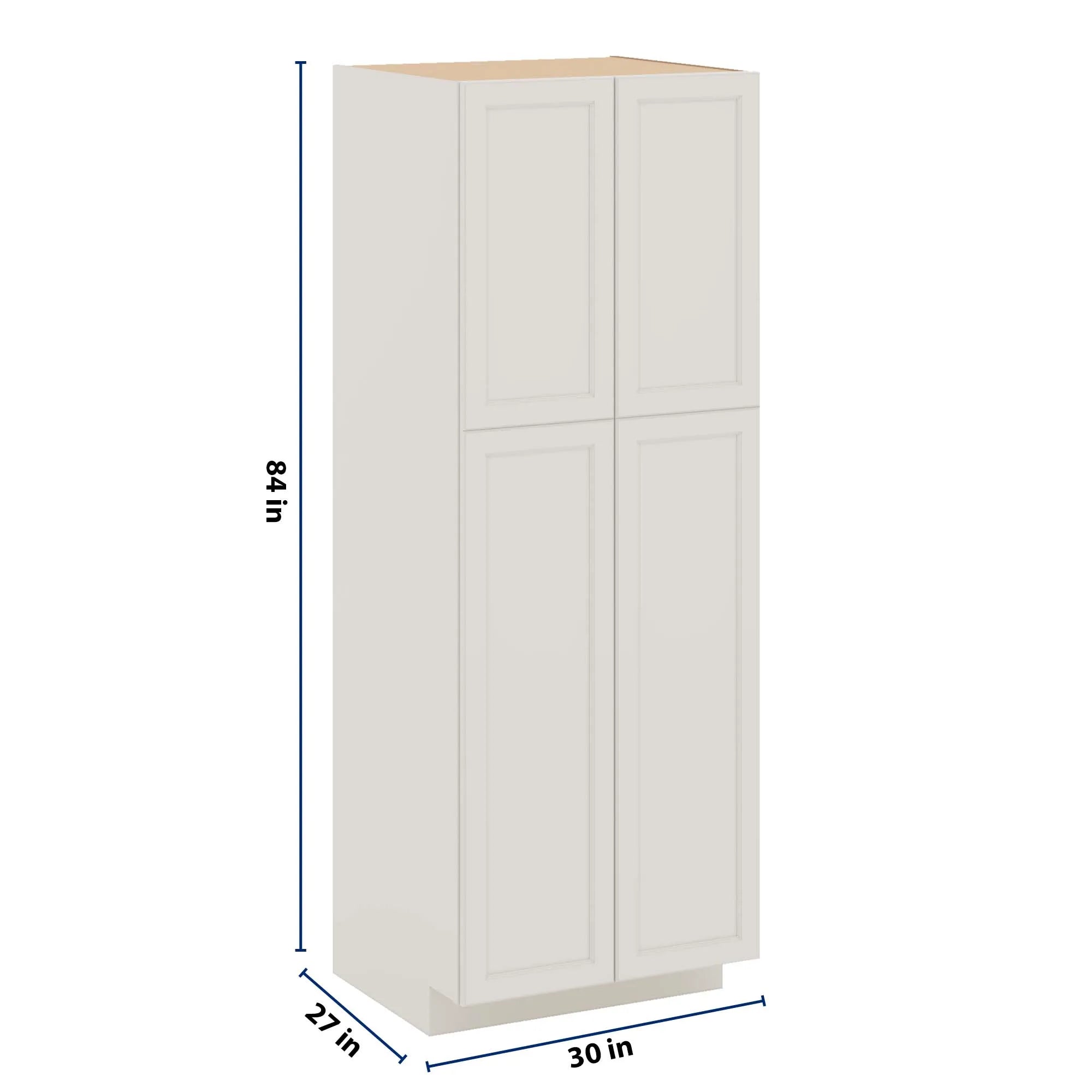 J&K Dove E1 Pantry w/Roll-Out Trays 30" W x 84" H x 27" D