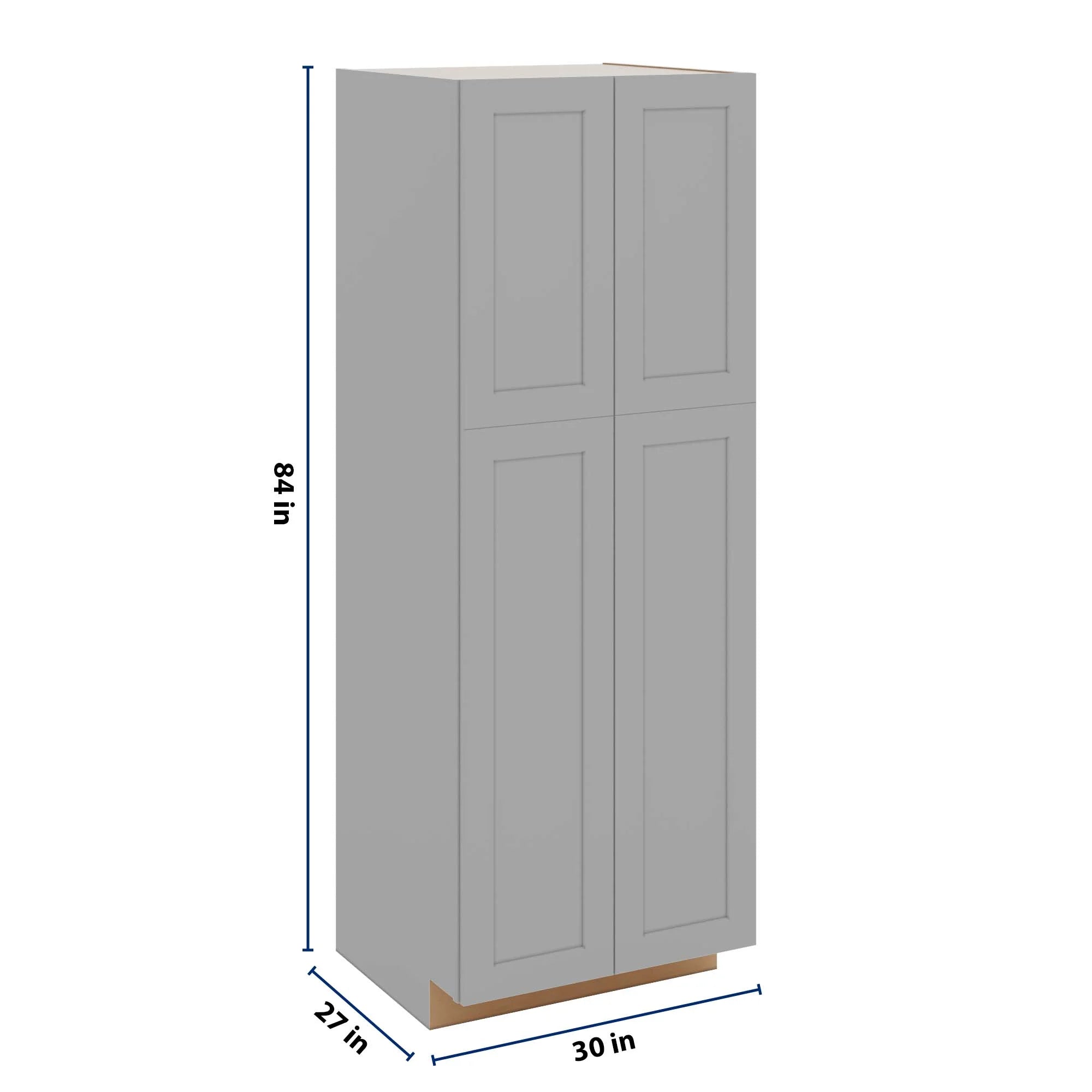 J&K Castle Grey S5 Pantry w/Roll-Out Trays 30" W x 84" H x 27" D