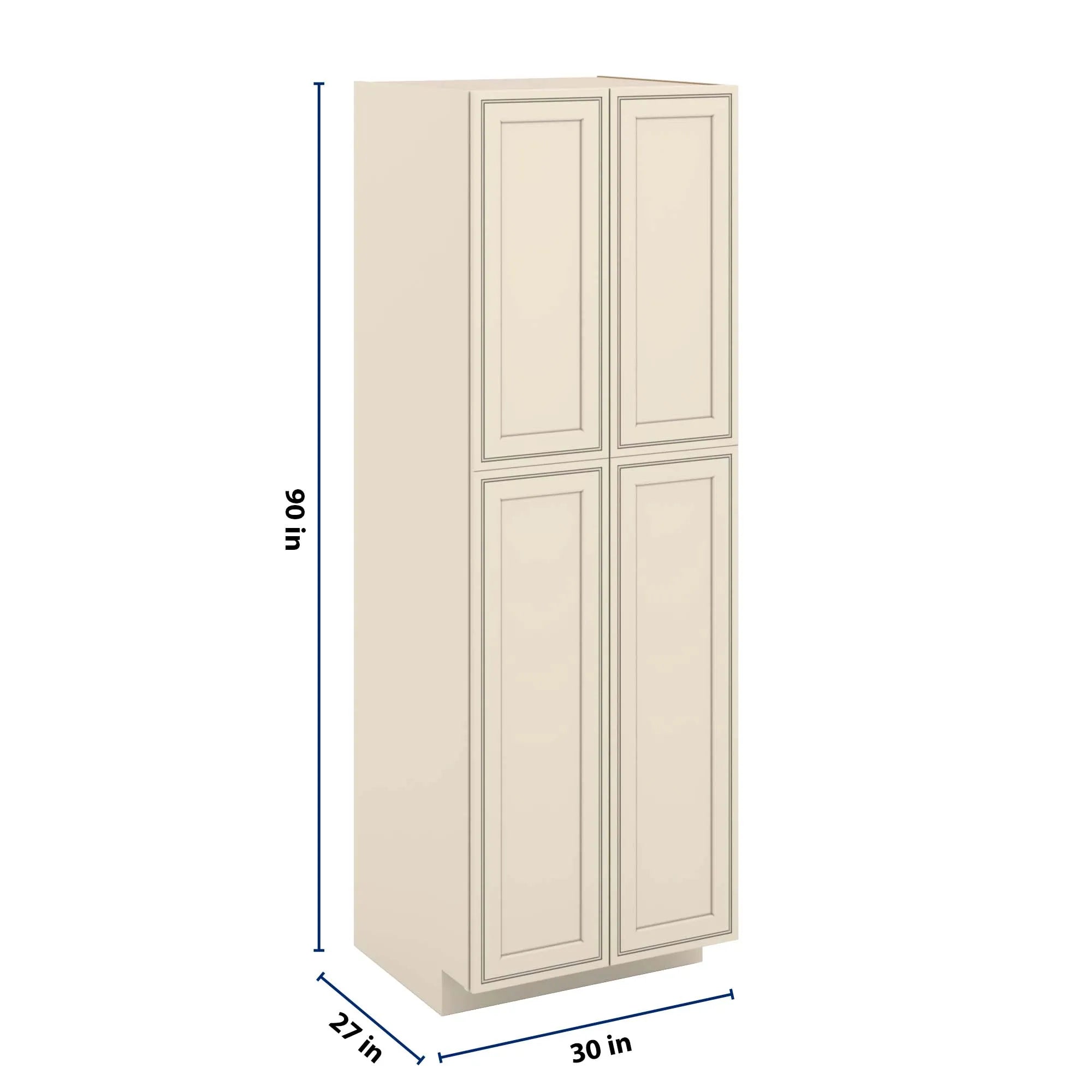 J&K Pearl Glazed H9 Pantry w/Roll-Out Trays 30" W x 90" H x 27" D