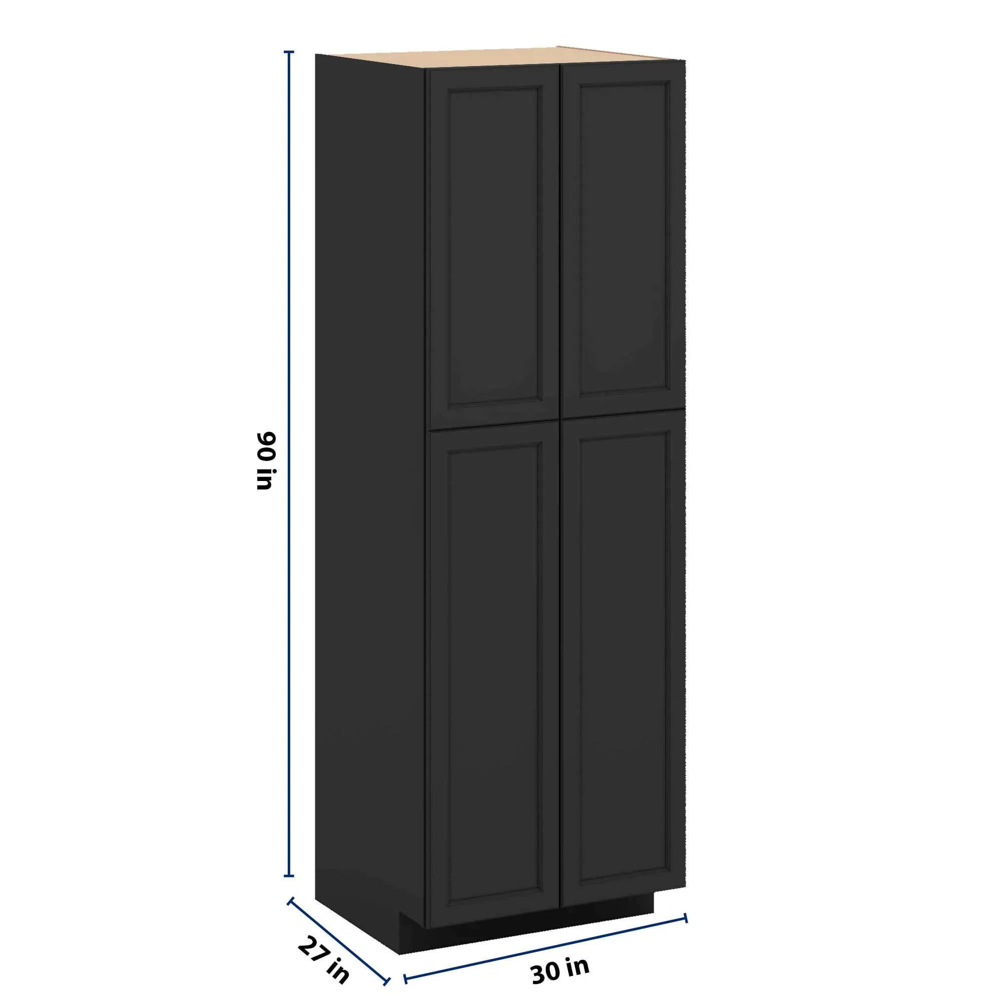 J&K Charcoal E2 Pantry w/Roll-Out Trays 30" W x 90" H x 27" D