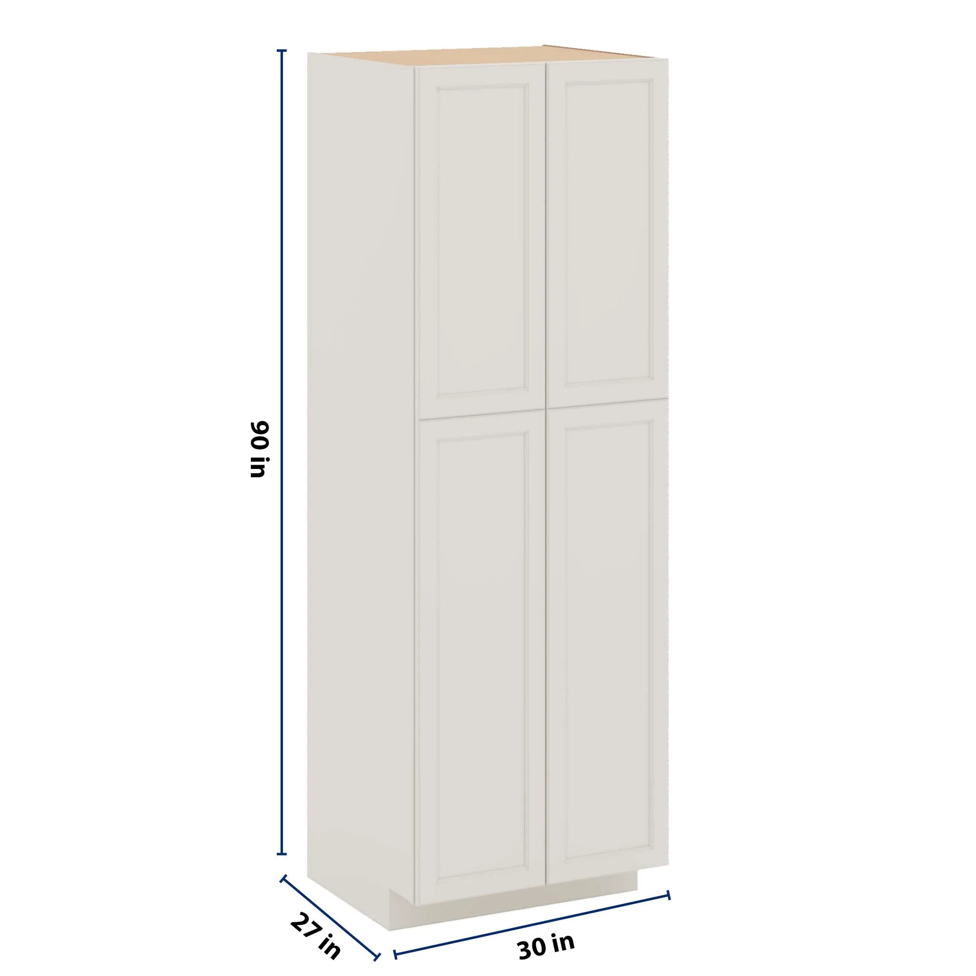 J&K Dove E1 Pantry w/Roll-Out Trays 30" W x 90" H x 27" D