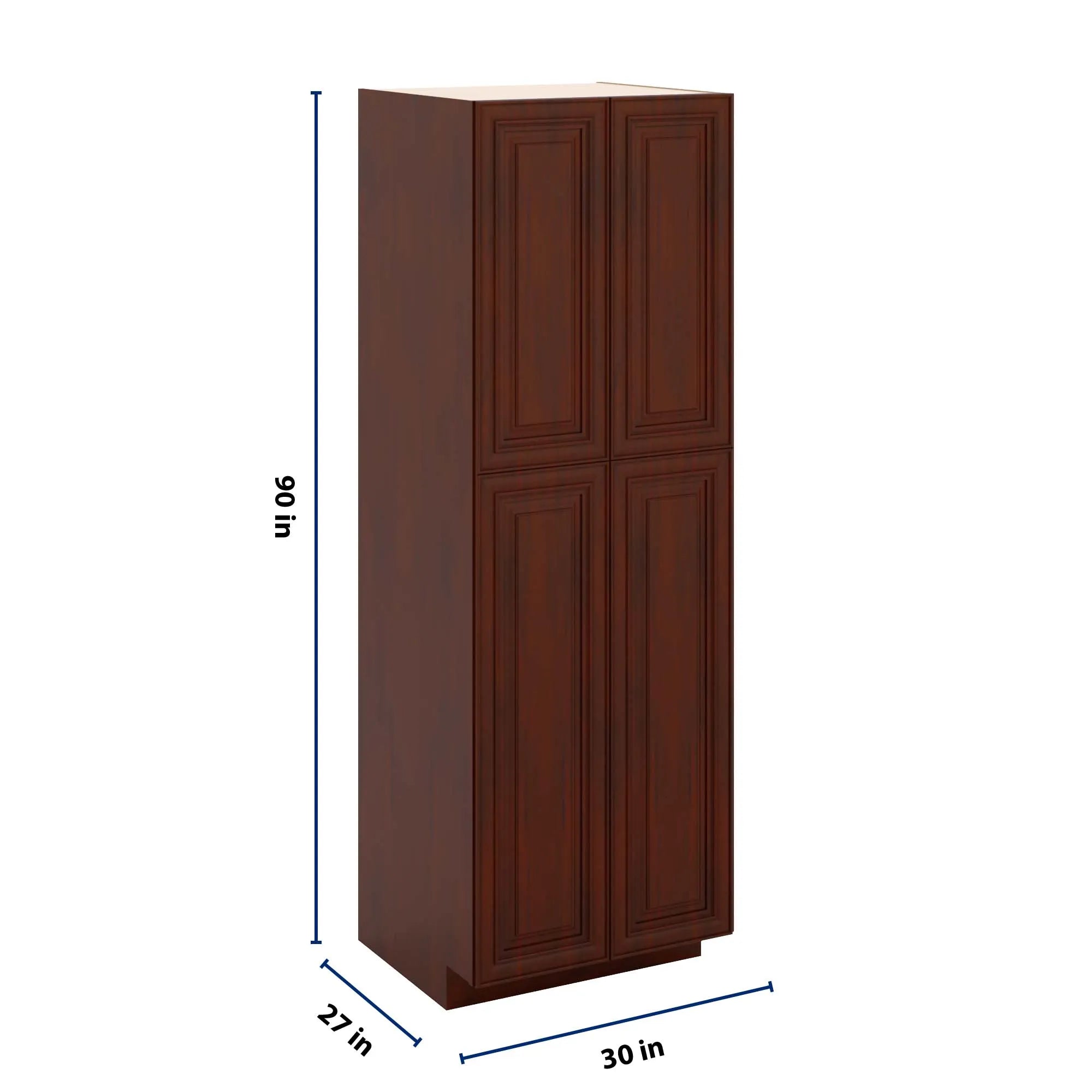 J&K Mahogany J5 Pantry w/Roll-Out Trays 30" W x 90" H x 27" D