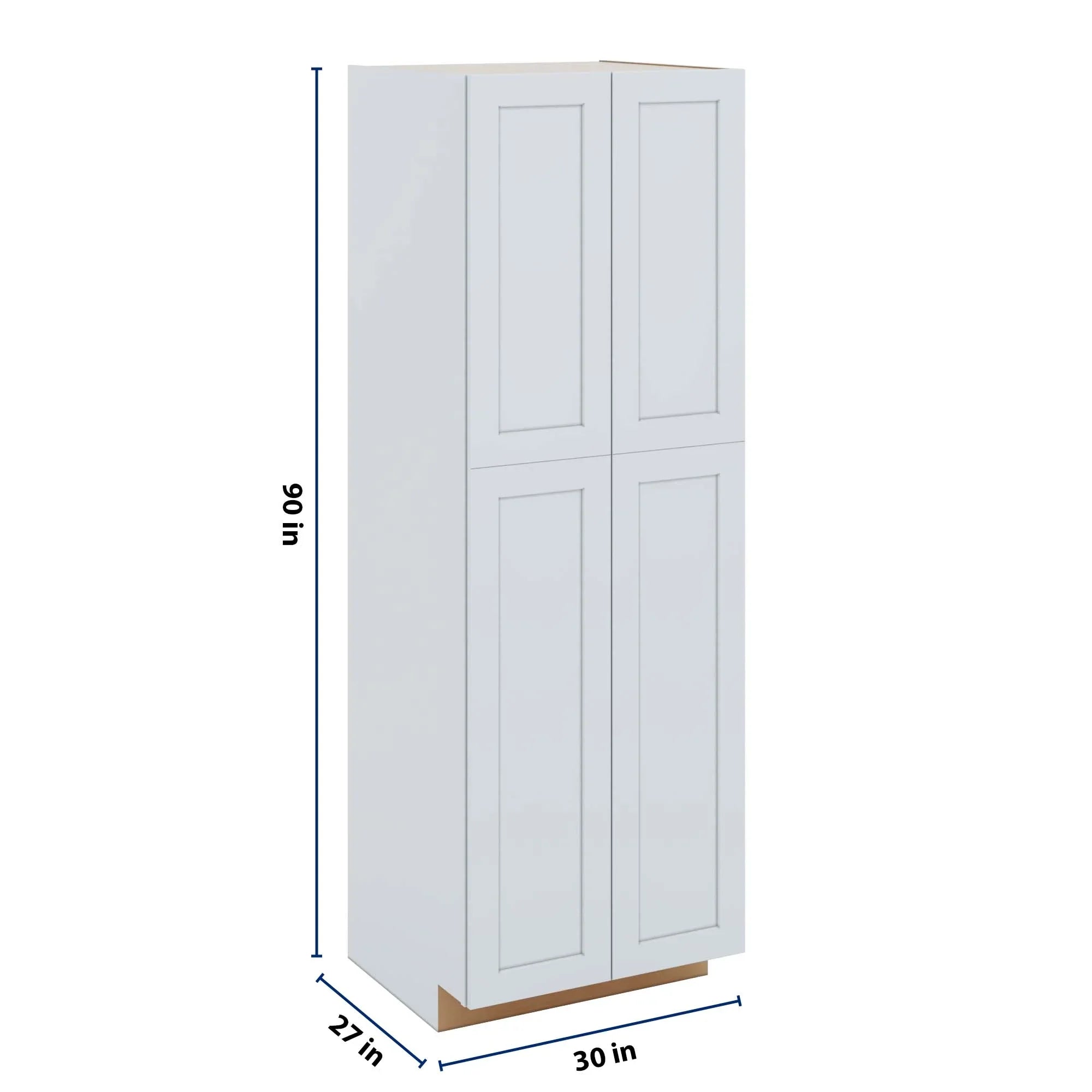 J&K White Shaker S8 Pantry w/Roll-Out Trays 30" W x 90" H x 27" D