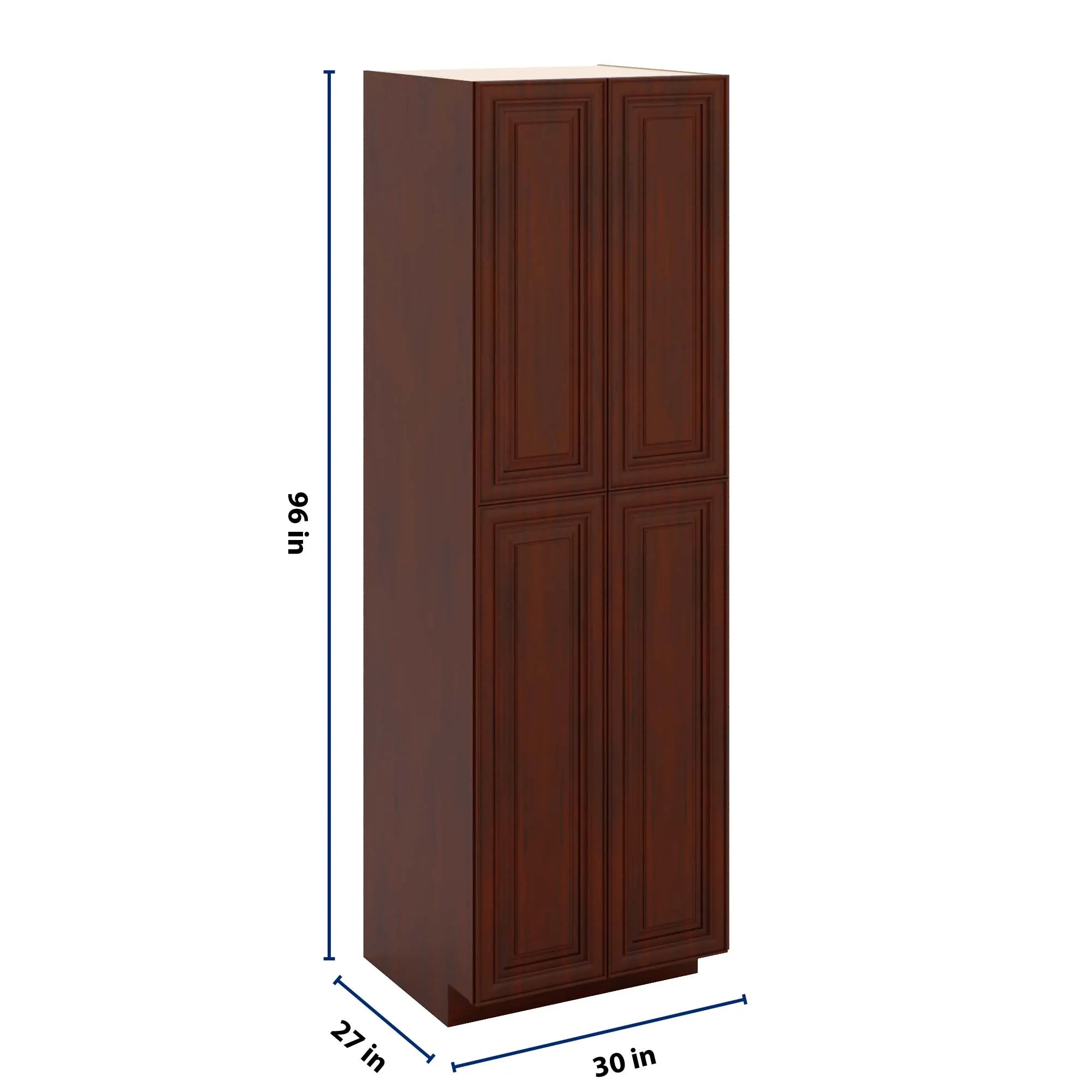 J&K Mahogany J5 Pantry w/Roll-Out Trays 30" W x 96" H x 27" D