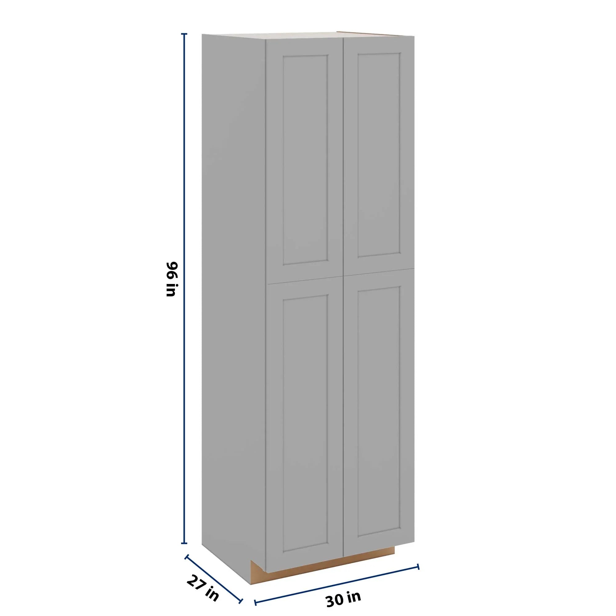 J&K Castle Grey S5 Pantry w/Roll-Out Trays 30" W x 96" H x 27" D