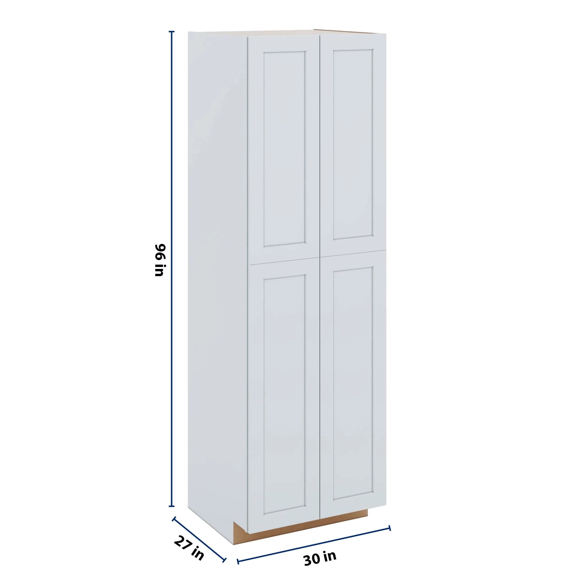 J&K White Shaker S8 Pantry w/Roll-Out Trays 30" W x 96" H x 27" D