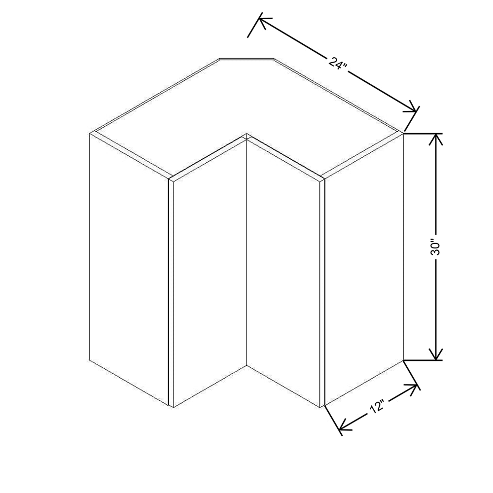 CNC Concord Elegant Smoky Grey 24" W X 30" H Square Corner Wall Cabinet