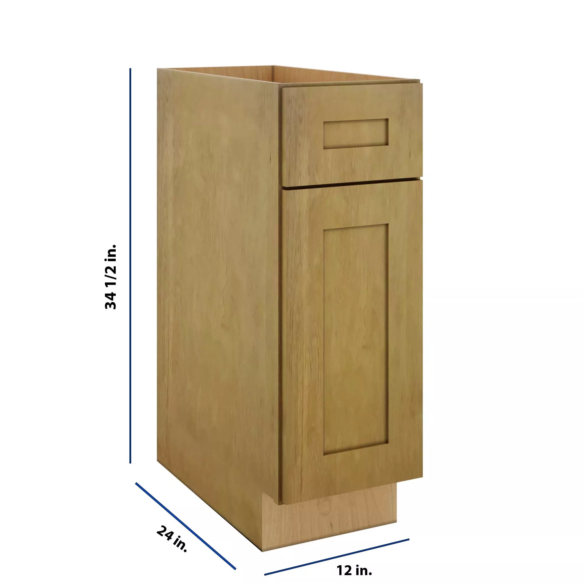 Modernform Cabinet Natural Shaker 12" W X 34 1/2" H X 24" D Single Door Base Cabinet