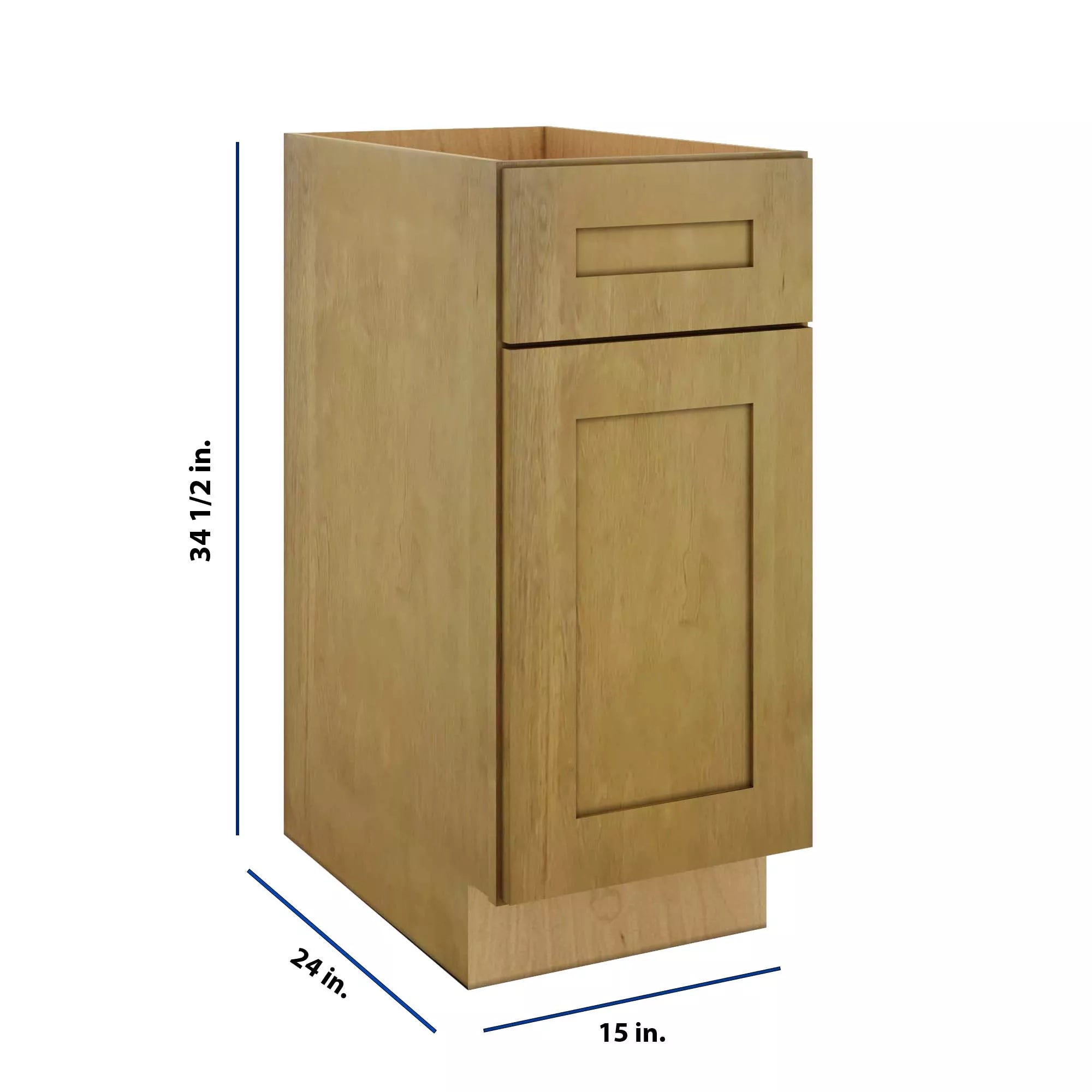 Modernform Cabinet Natural Shaker 15" W X 34 1/2" H X 24" D Single Door Base Cabinet