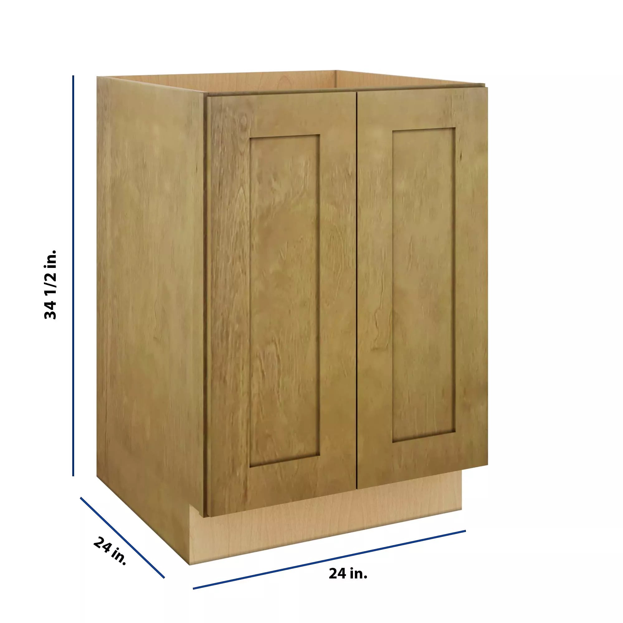 Modernform Cabinet Natural Shaker 24" W X 34 1/2" H X 24" D Full Height Double Door Base Cabinet