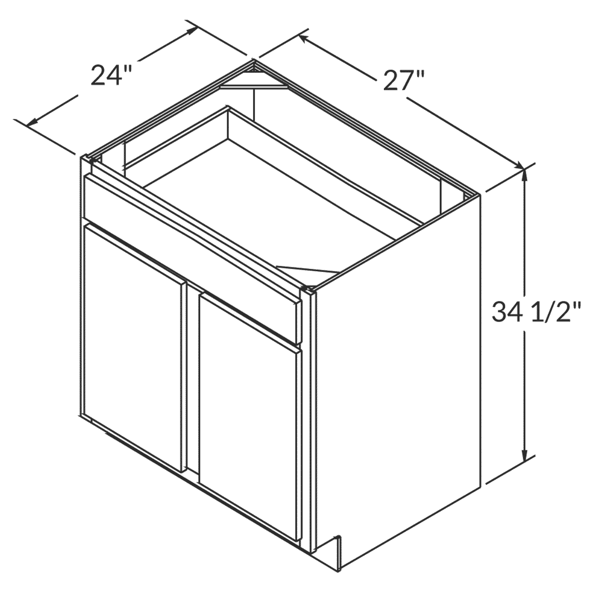 LessCare Danbury Blue Base 27"W Shaker Cabinet Wireframe