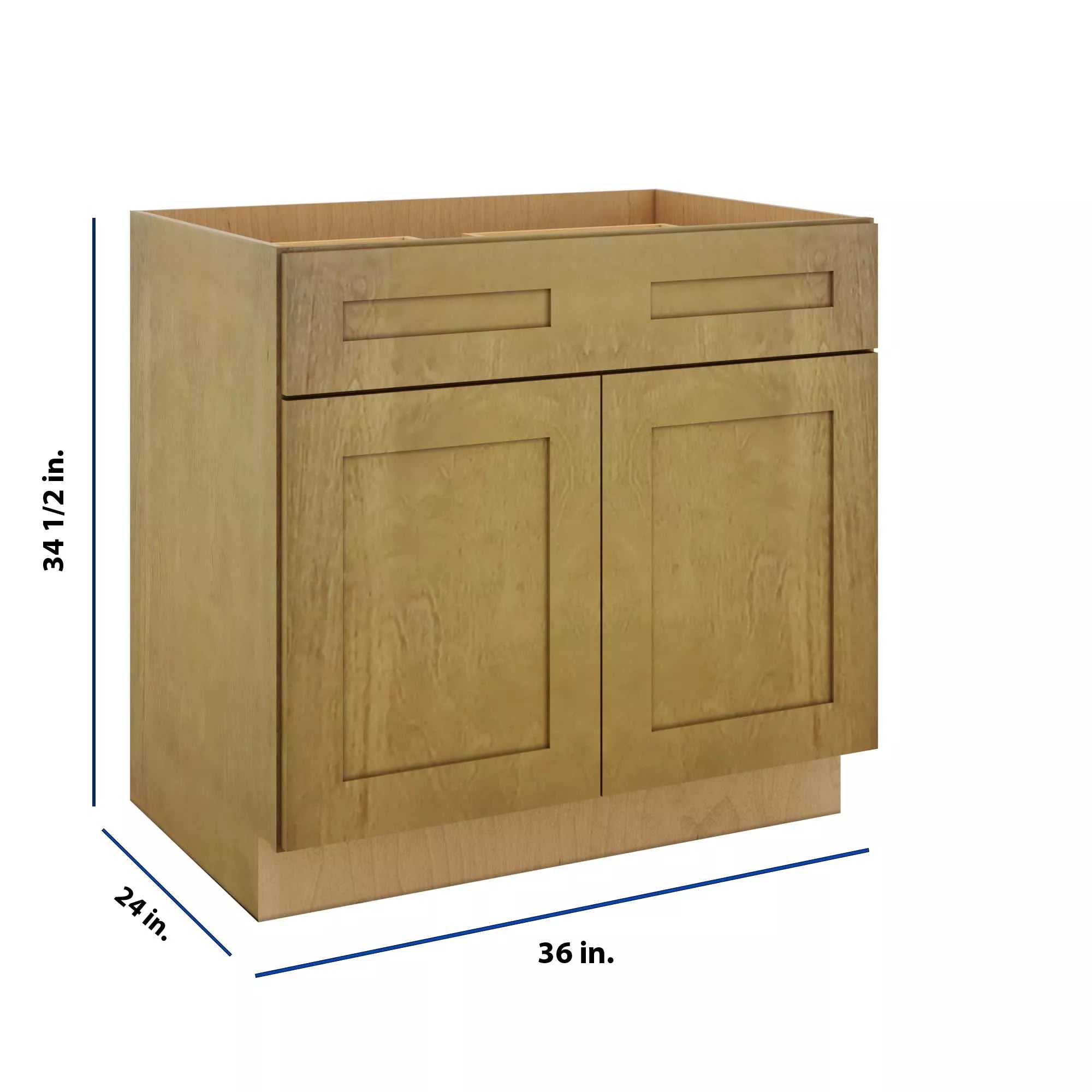Modernform Cabinet Natural Shaker 36" W X 34 1/2" H X 24" D Double Door Base Cabinet