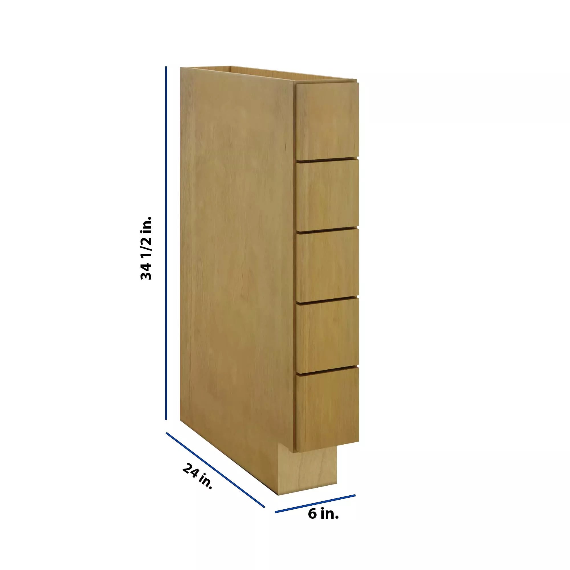 Modernform Cabinet Natural Shaker 06" W X 34 1/2" H X 24" D Base Drawer w/Spice Rack