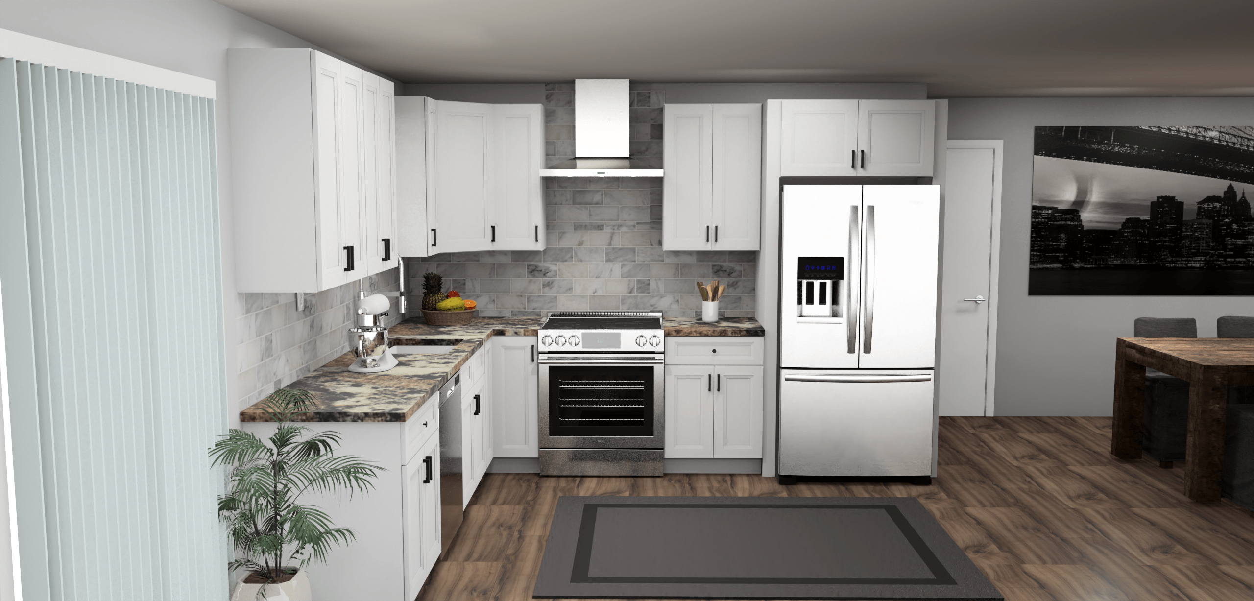 Fabuwood Allure Onyx Frost 10 x 11 L Shaped Kitchen Front Layout Photo
