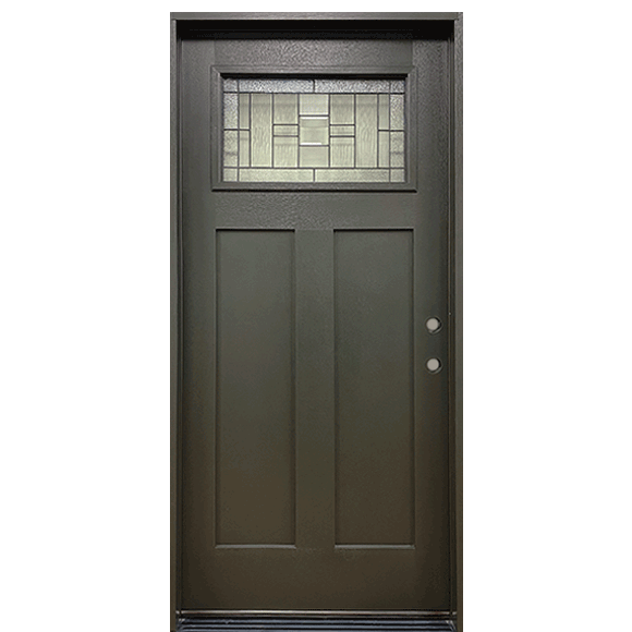 4 Lite Decorative Glass Painted Black Prehung Fiberglass Exterior Door with Brickmold Left