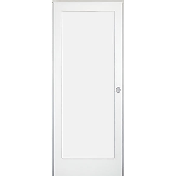 30 in x 80 in White 1-Panel Shaker Solid Core Primed MDF Prehung Interior Door with Black Hinges