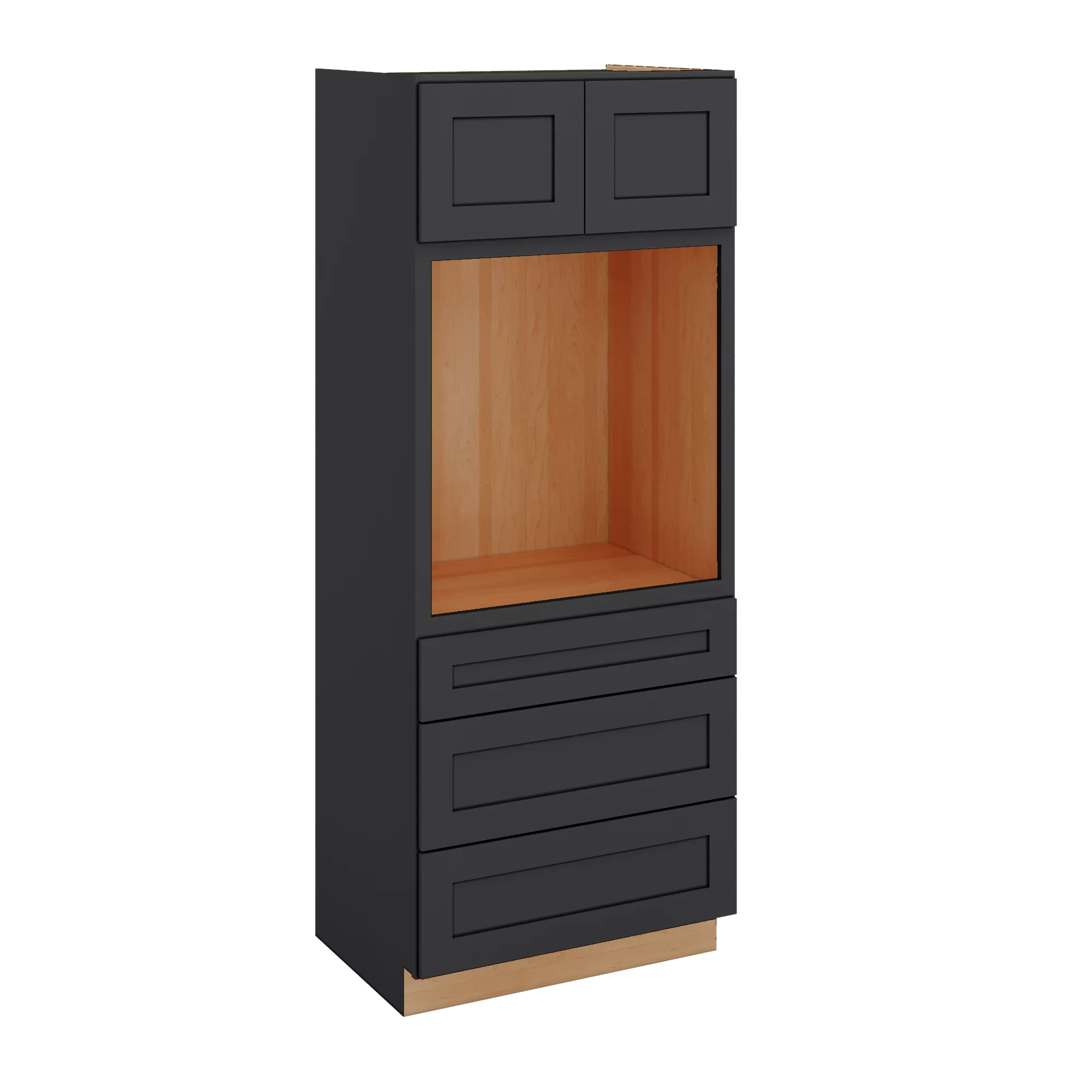 Modernform Cabinet Onyx Black Shaker 33" W X 84" H X 24" D Oven Cabinet With 3 Drawers