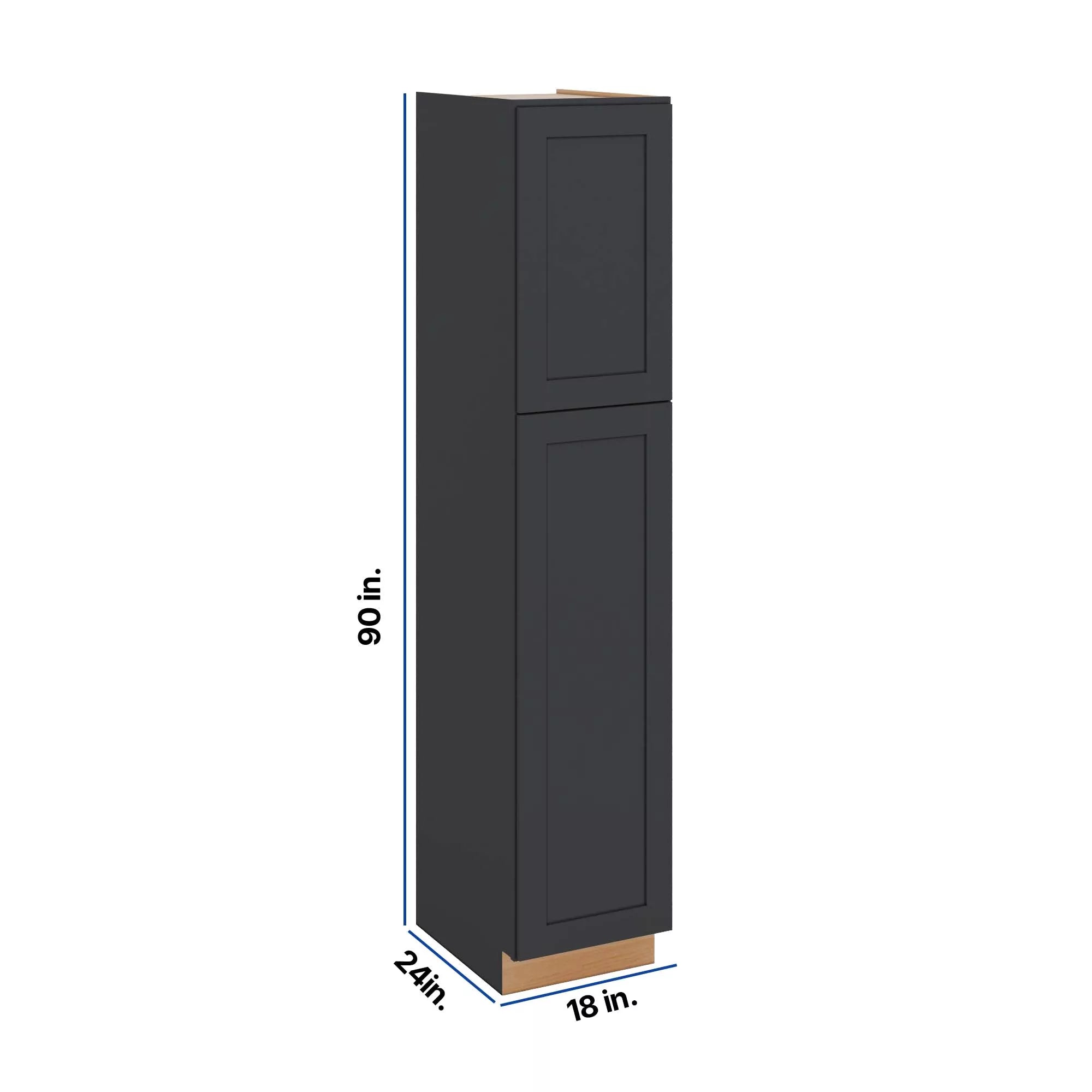 Modernform Cabinet Onyx Black Shaker 18" W X 90" H X 24" D Tall Pantry Cabinet