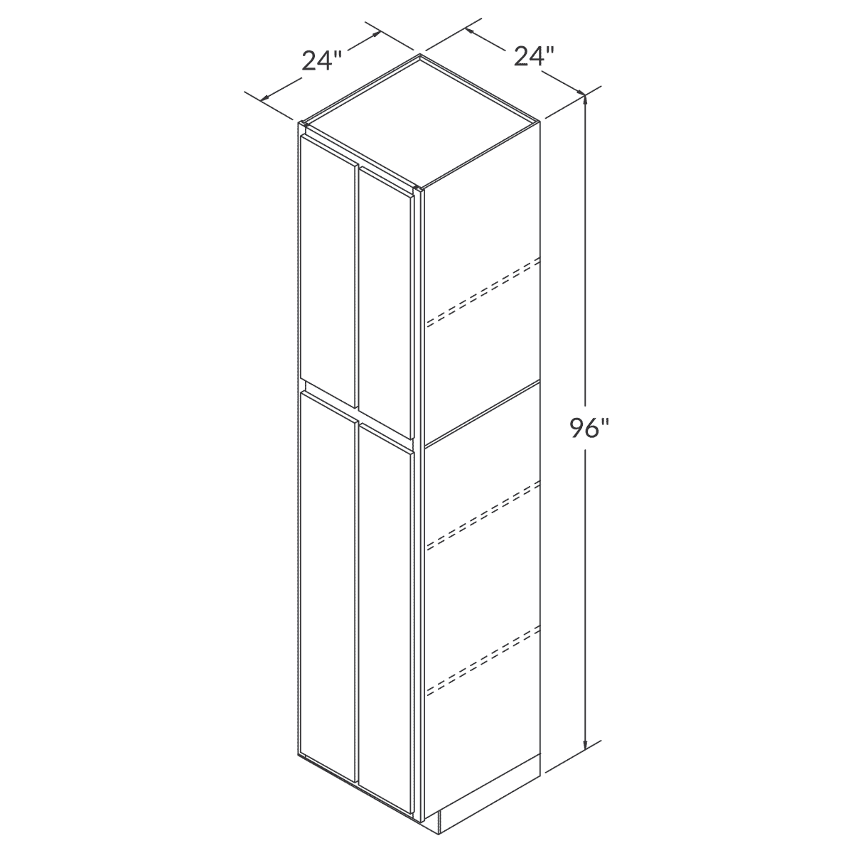 Cubitac Basic Oxford Latte Tall Pantry 24"W x 96"H Assembled Cabinet Wireframe