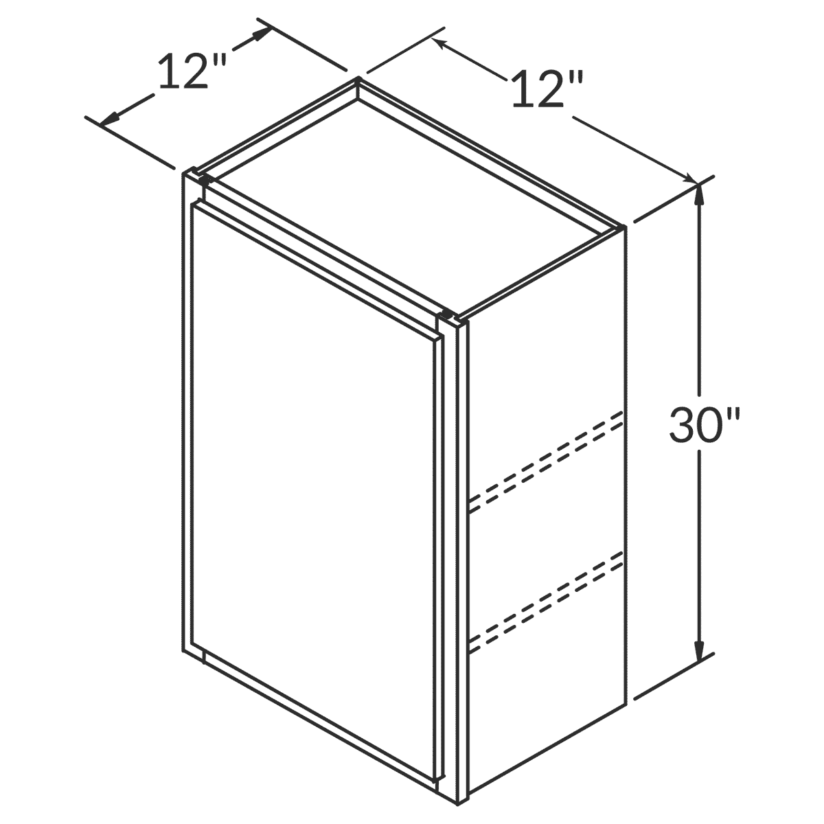 LessCare Danbury Blue Wall 12"W x 30"H Shaker Cabinet Wireframe