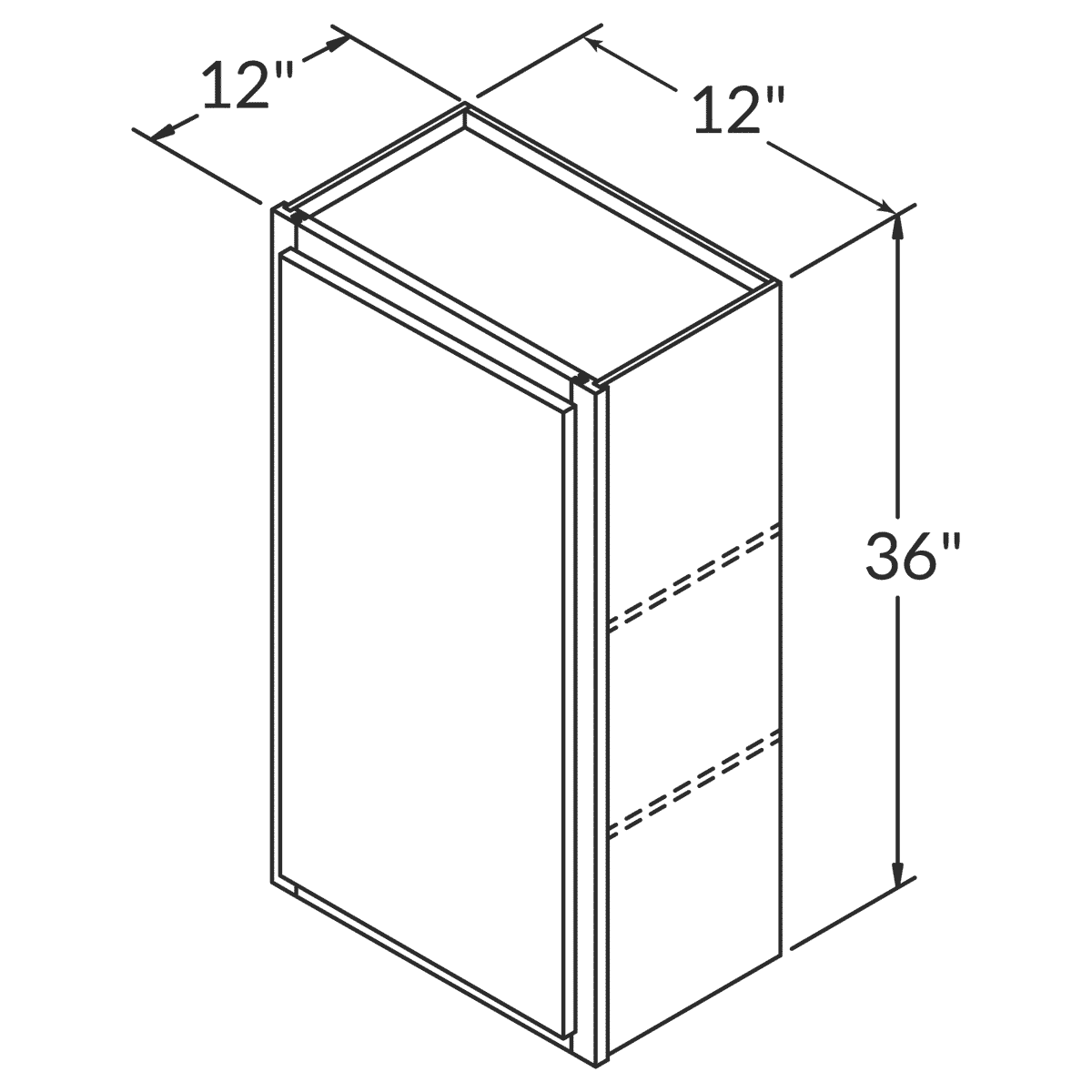 LessCare Danbury Blue Wall 12"W x 36"H Shaker Cabinet Wireframe