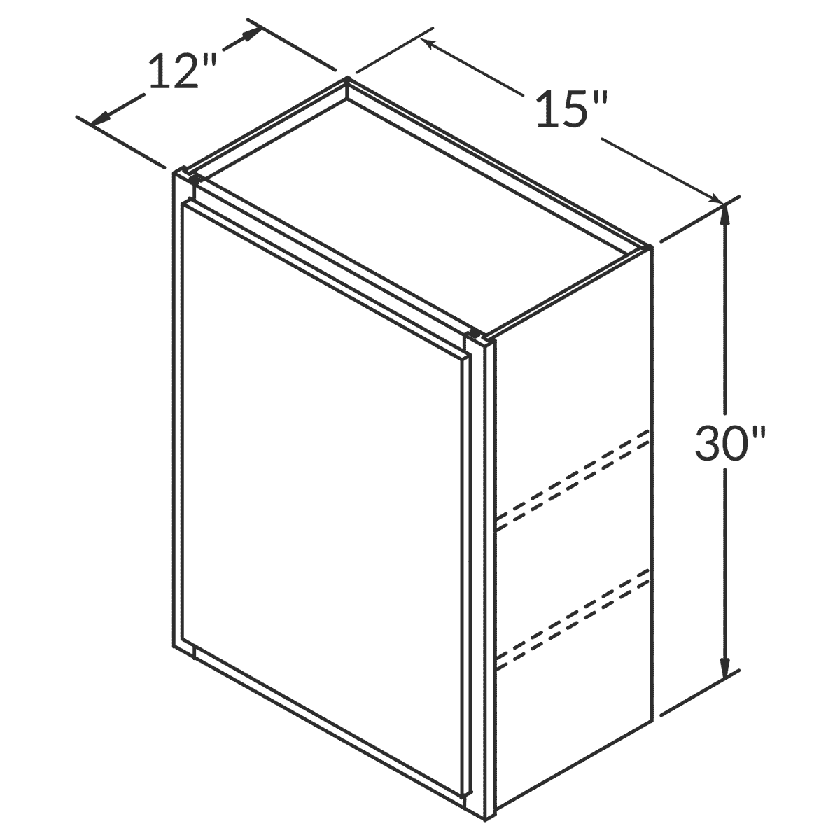 LessCare Danbury Blue Wall 15"W x 30"H Shaker Cabinet Wireframe