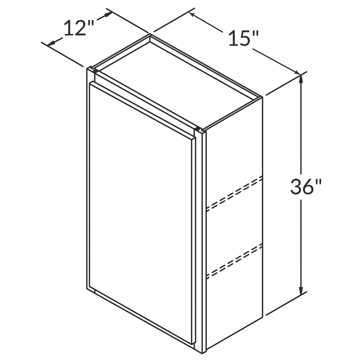 LessCare Newport Wall 15"W x 36"H Shaker Cabinet Wireframe
