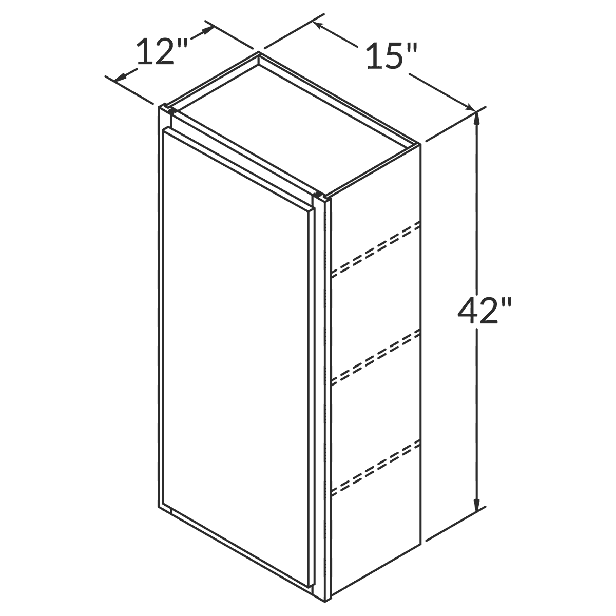 LessCare Newport Wall 15"W x 42"H Shaker Cabinet Wireframe