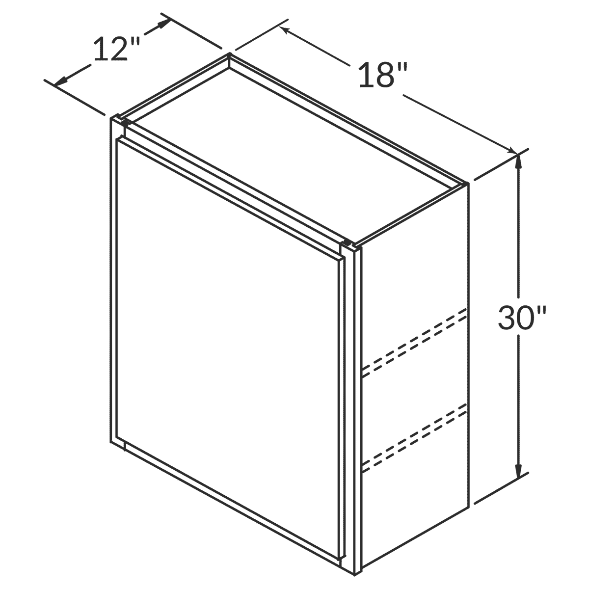 LessCare Danbury Blue Wall 18"W x 30"H Shaker Cabinet Wireframe