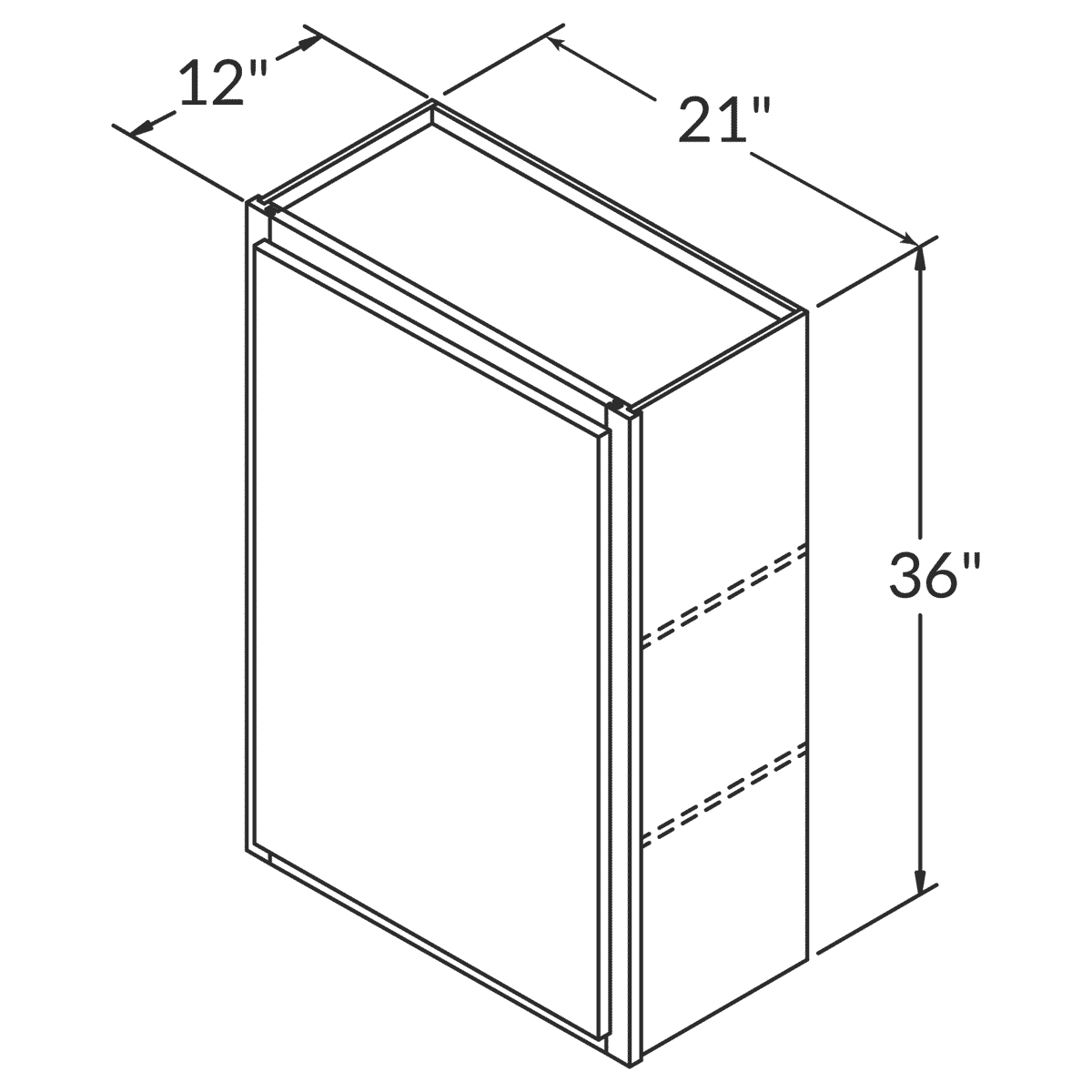 LessCare Danbury Blue Wall 21"W x 36"H Shaker Cabinet Wireframe