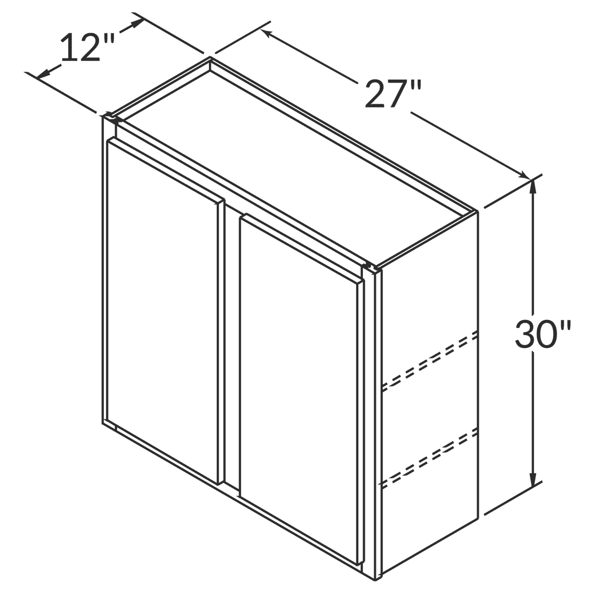 LessCare Danbury Blue Wall 27"W x 30"H Shaker Cabinet Wireframe