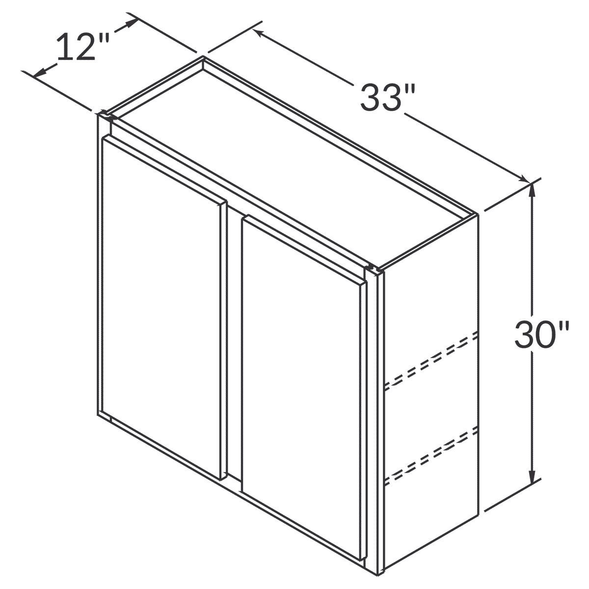 LessCare Newport Wall 33"W x 30"H Shaker Cabinet Wireframe