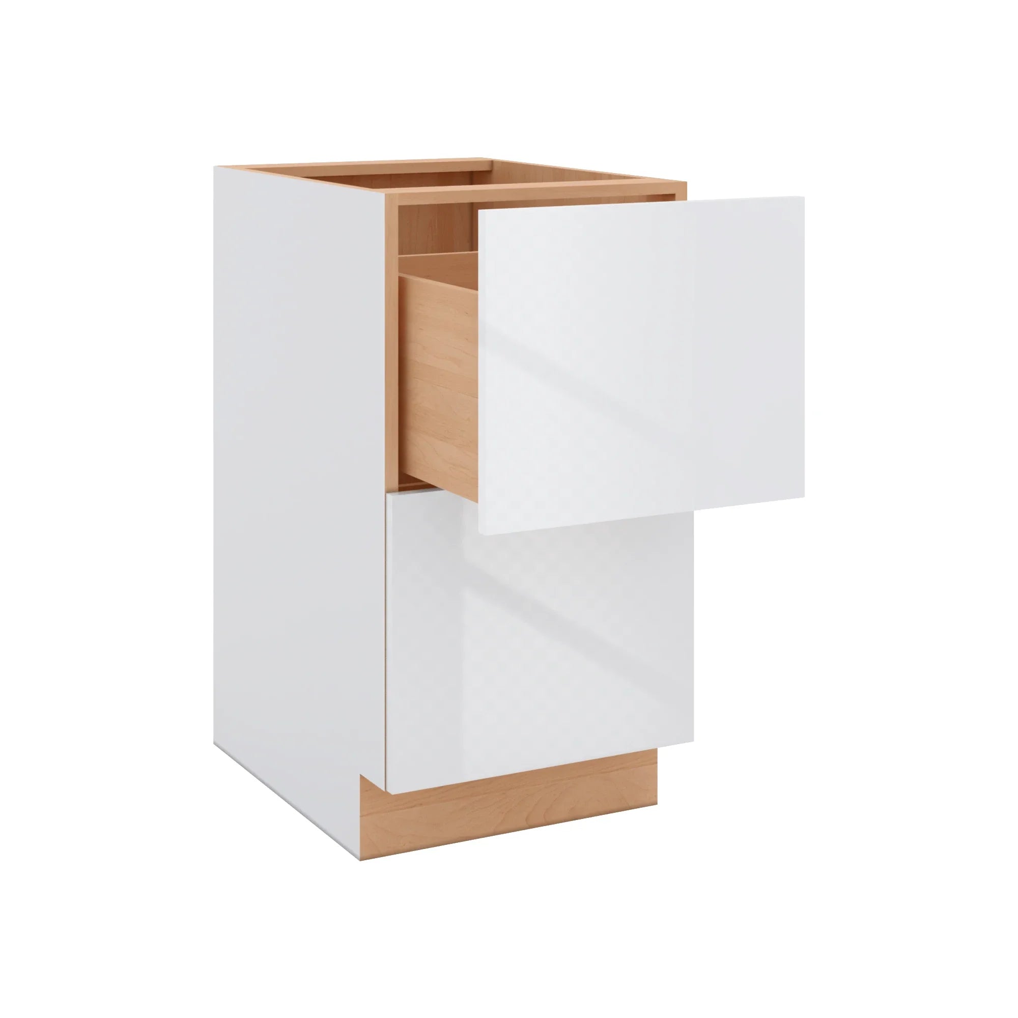 Modernform Cabinet Gloss White 18" W X 34 1/2" H X 24" D  2 Drawer Base Cabinet