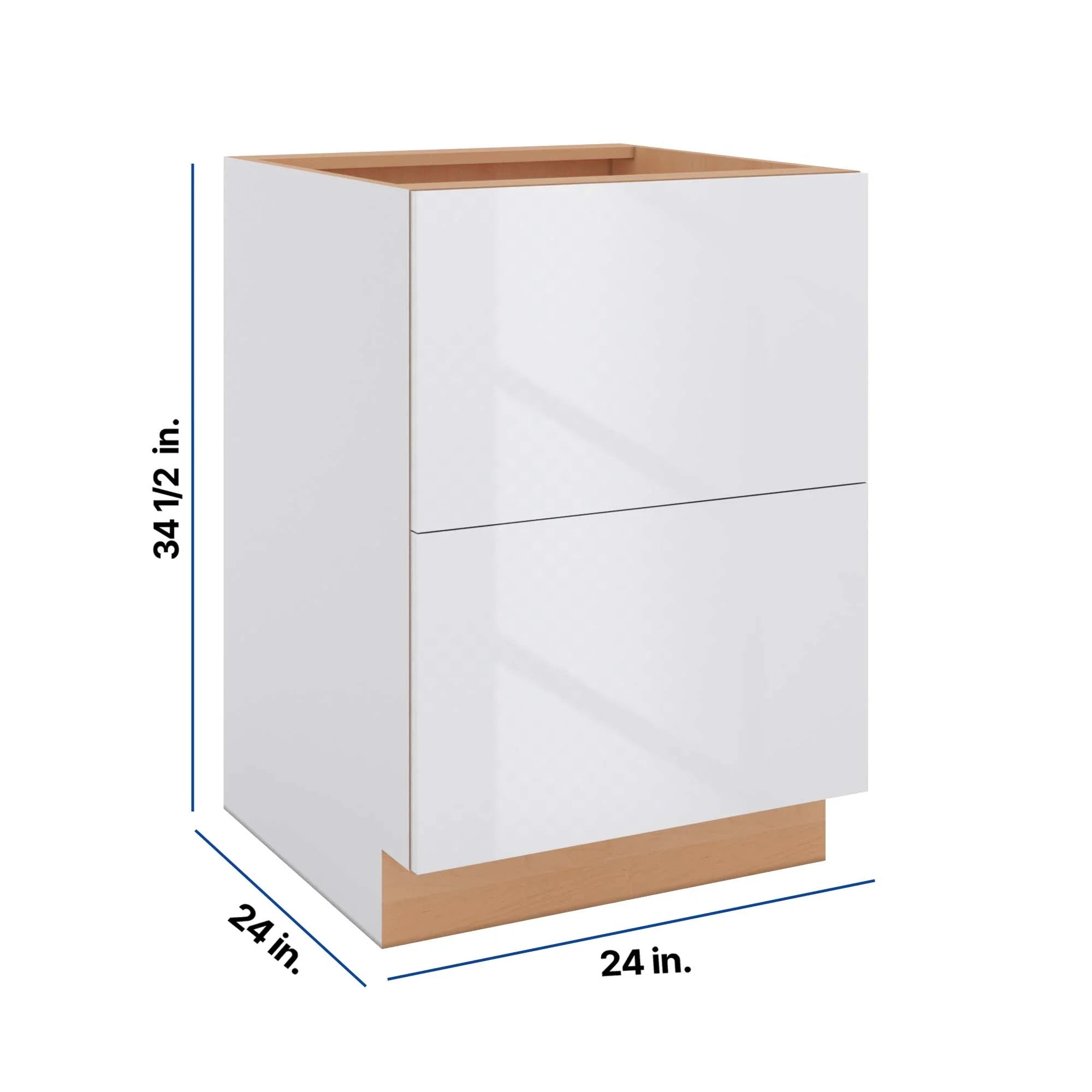 Modernform Cabinet Gloss White 24" W X 34 1/2" H X 24" D  2 Drawer Base Cabinet