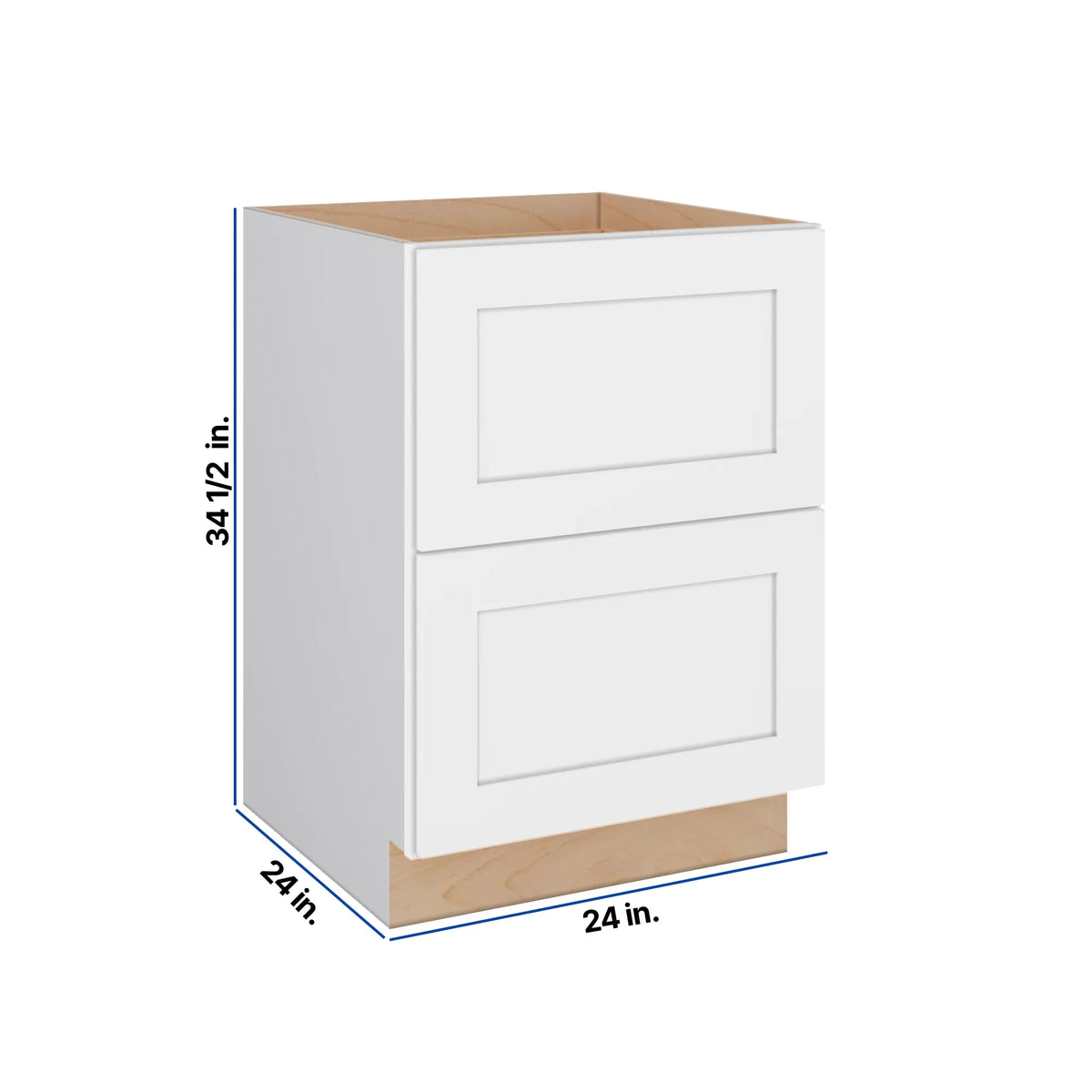 Modernform Cabinet White Shaker 24" W X 34 1/2" H X 24" D  2 Drawer Base Cabinet