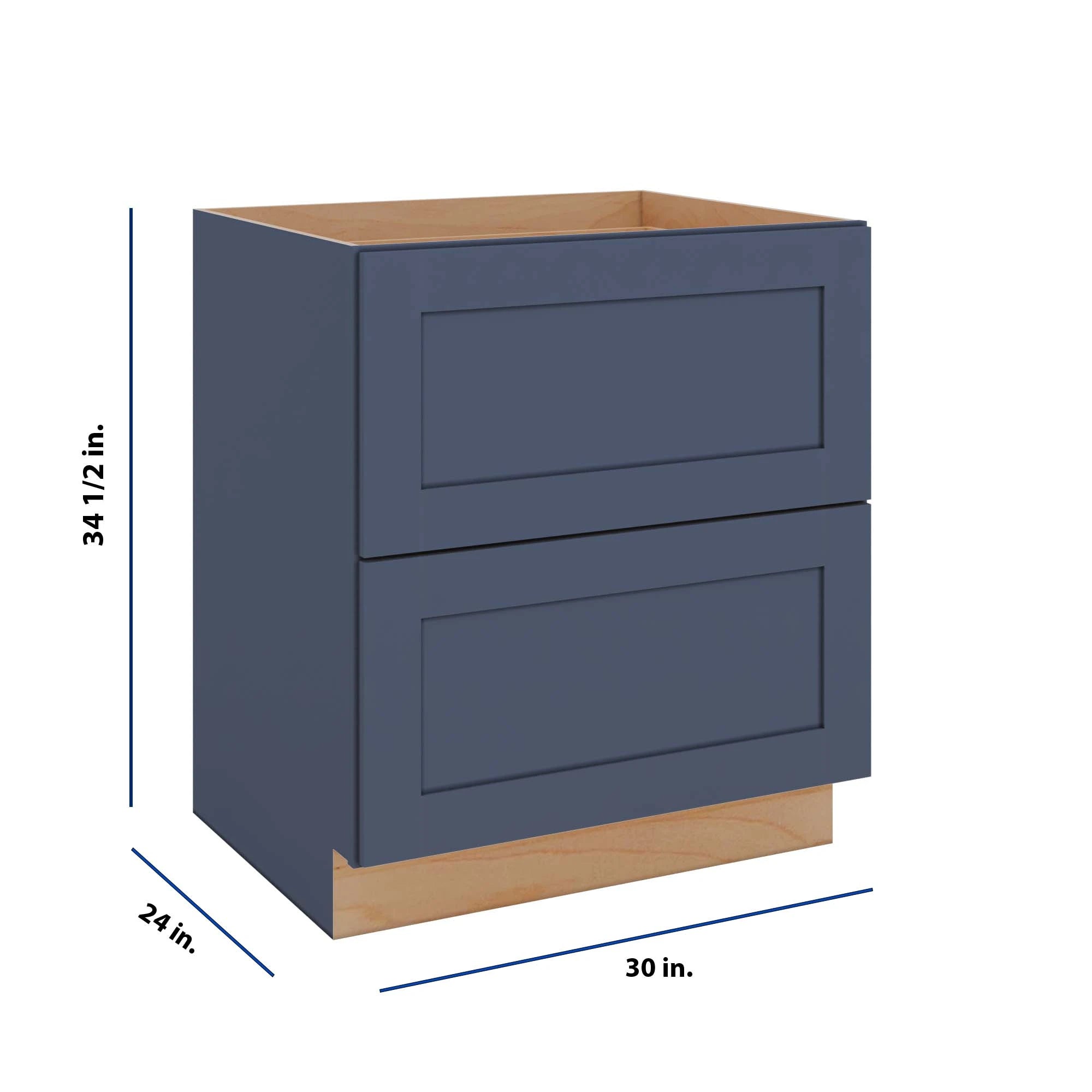 Modernform Cabinet Signature Blue 30" W X 34 1/2" H X 24" D  2 Drawer Base Cabinet