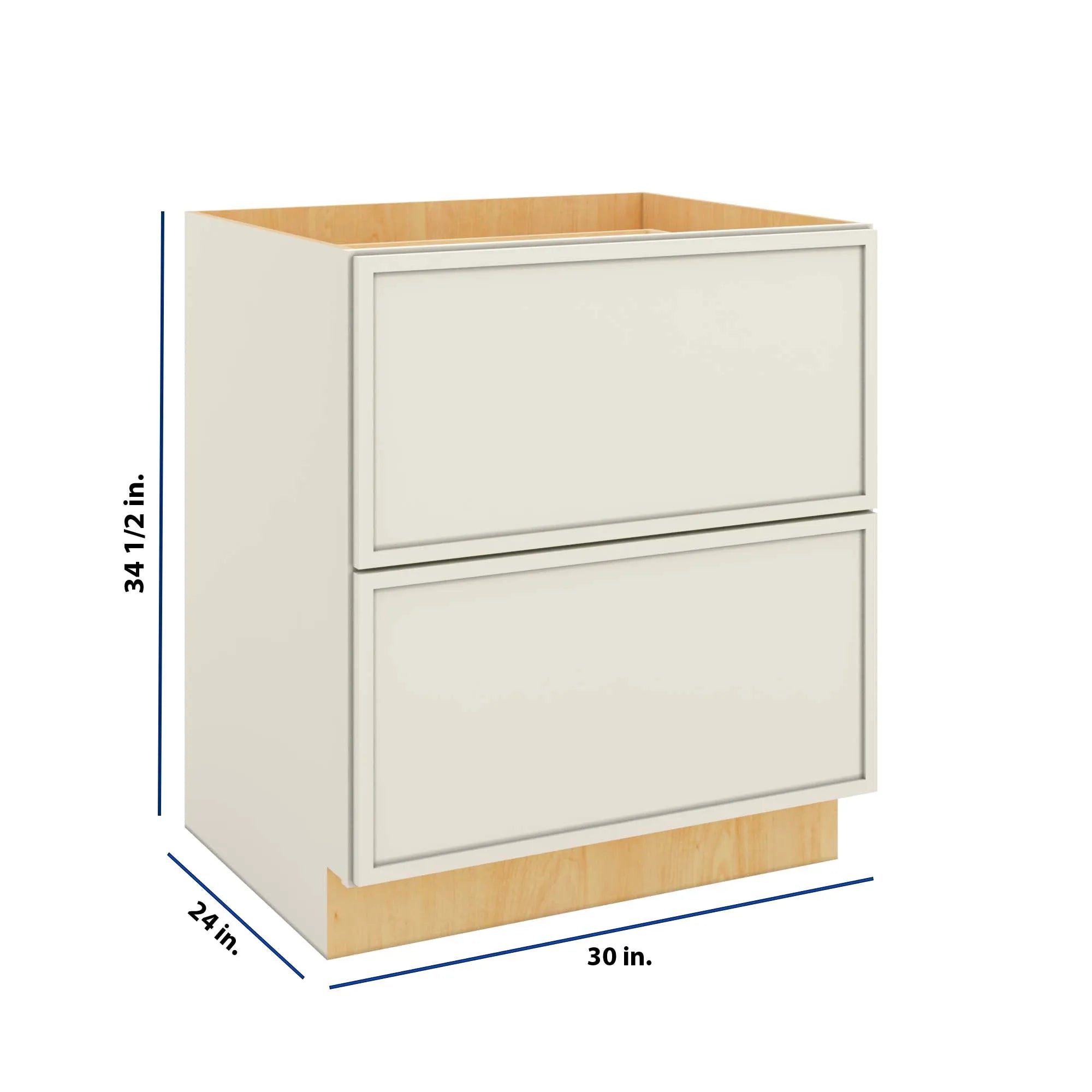 Modernform Cabinet Slim Dove White 30" W X 34 1/2" H X 24" D  2 Drawer Base Cabinet