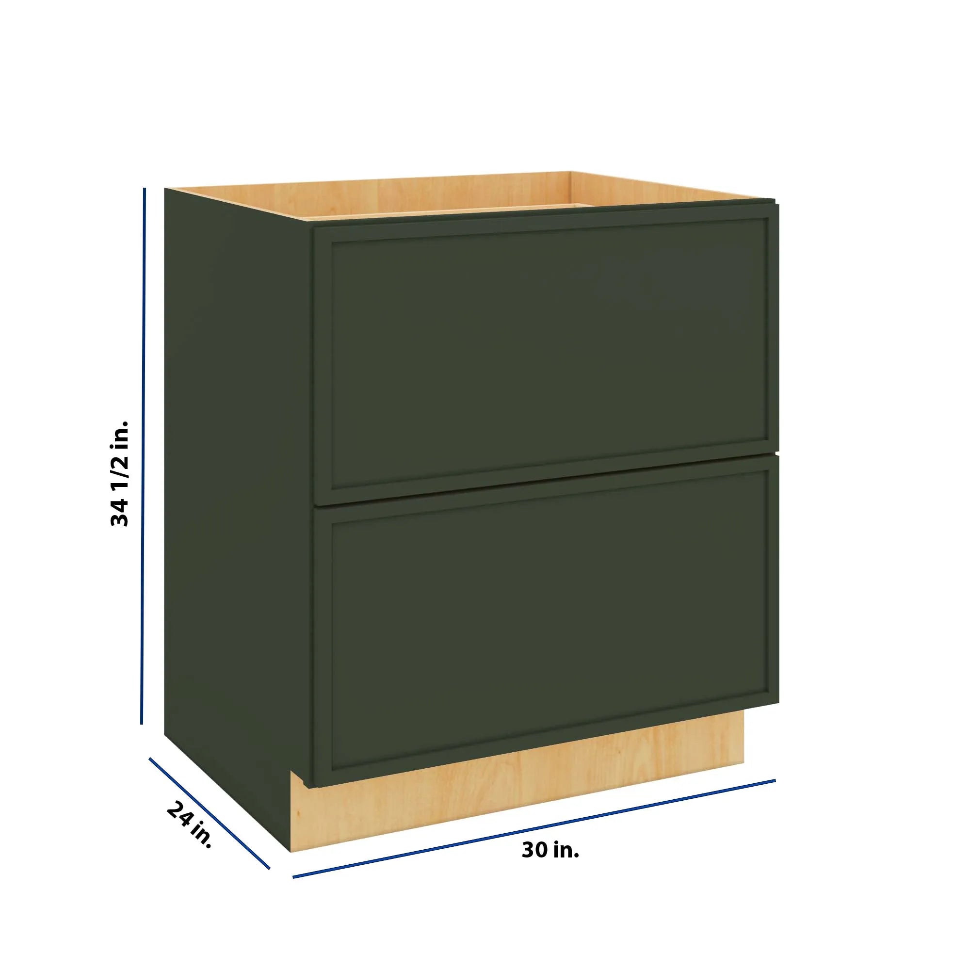Modernform Cabinet Slim Sage Green 30" W X 34 1/2" H X 24" D  2 Drawer Base Cabinet
