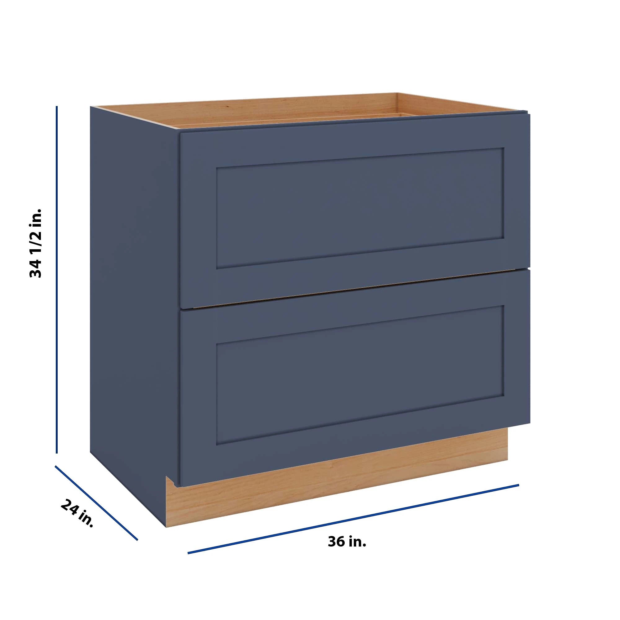 Modernform Cabinet Signature Blue 36" W X 34 1/2" H X 24" D  2 Drawer Base Cabinet
