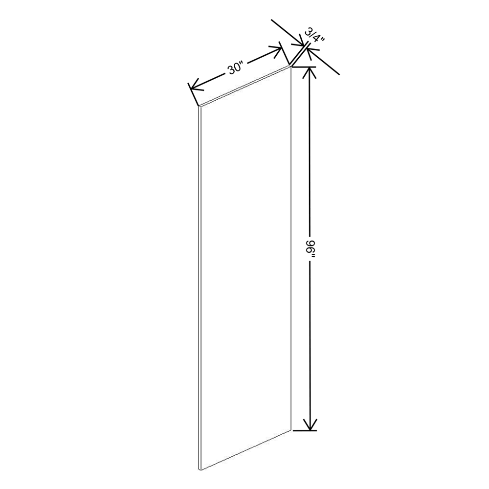 Wolf Classic Grantley White Paint Refrig Panel - 30"D X 96"H X 3/4"W Plywood Veneer