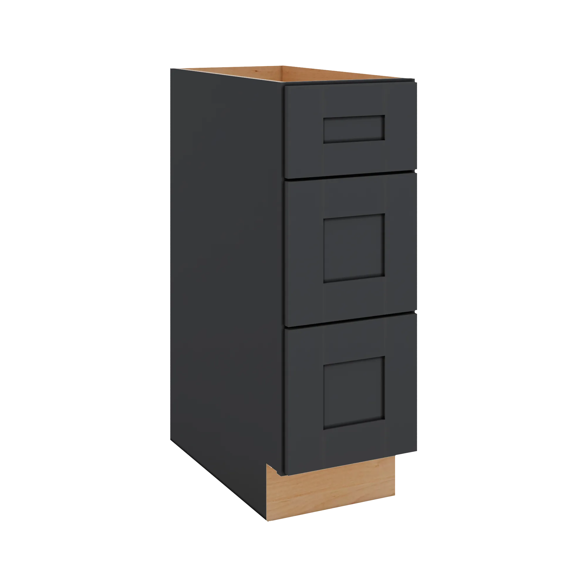 Modernform Cabinet Onyx Black Shaker 12" W X 34 1/2" H X 24" D  3 Drawer Base Cabinet