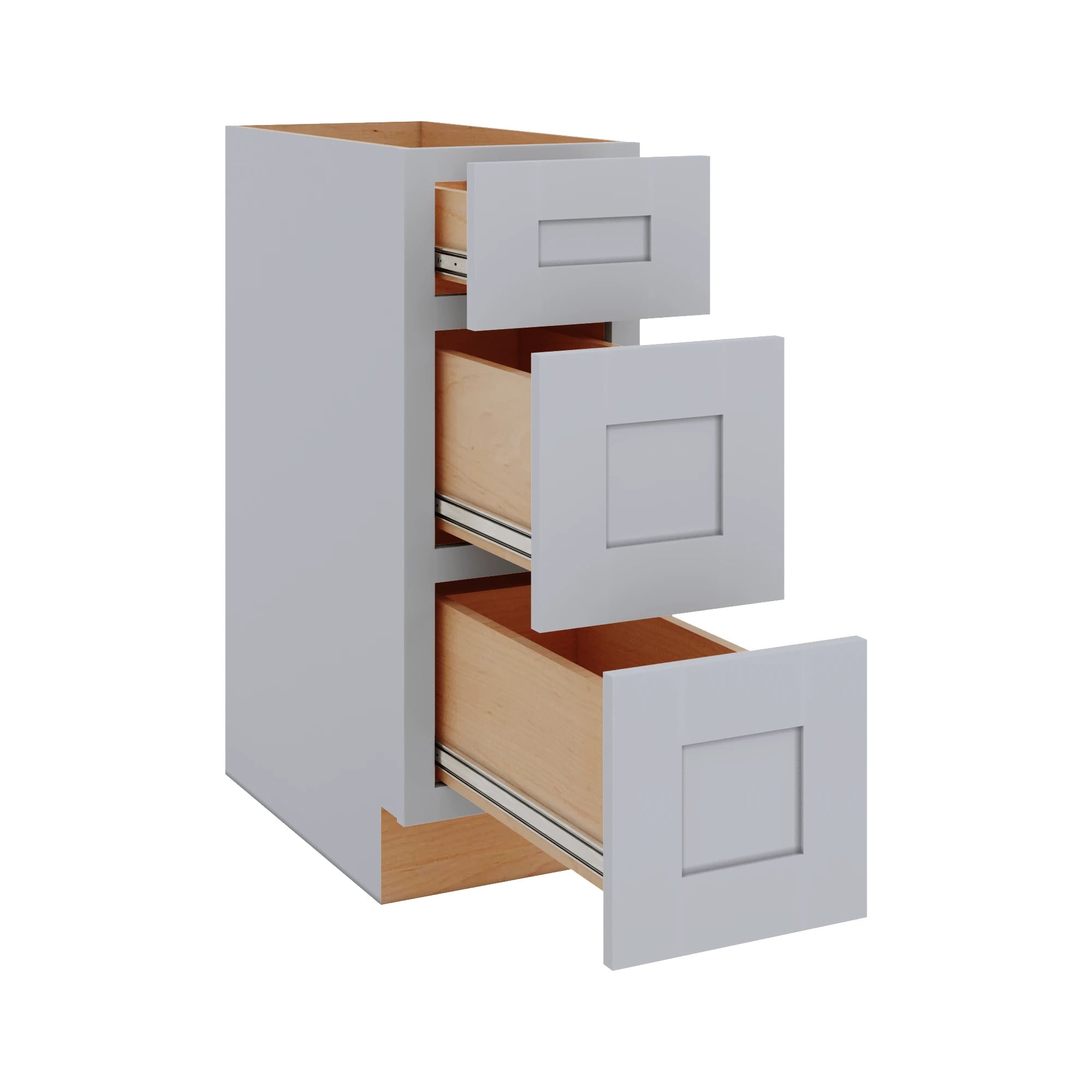 Modernform Cabinet Grey Shaker 12" W X 34 1/2" H X 24" D  3 Drawer Base Cabinet