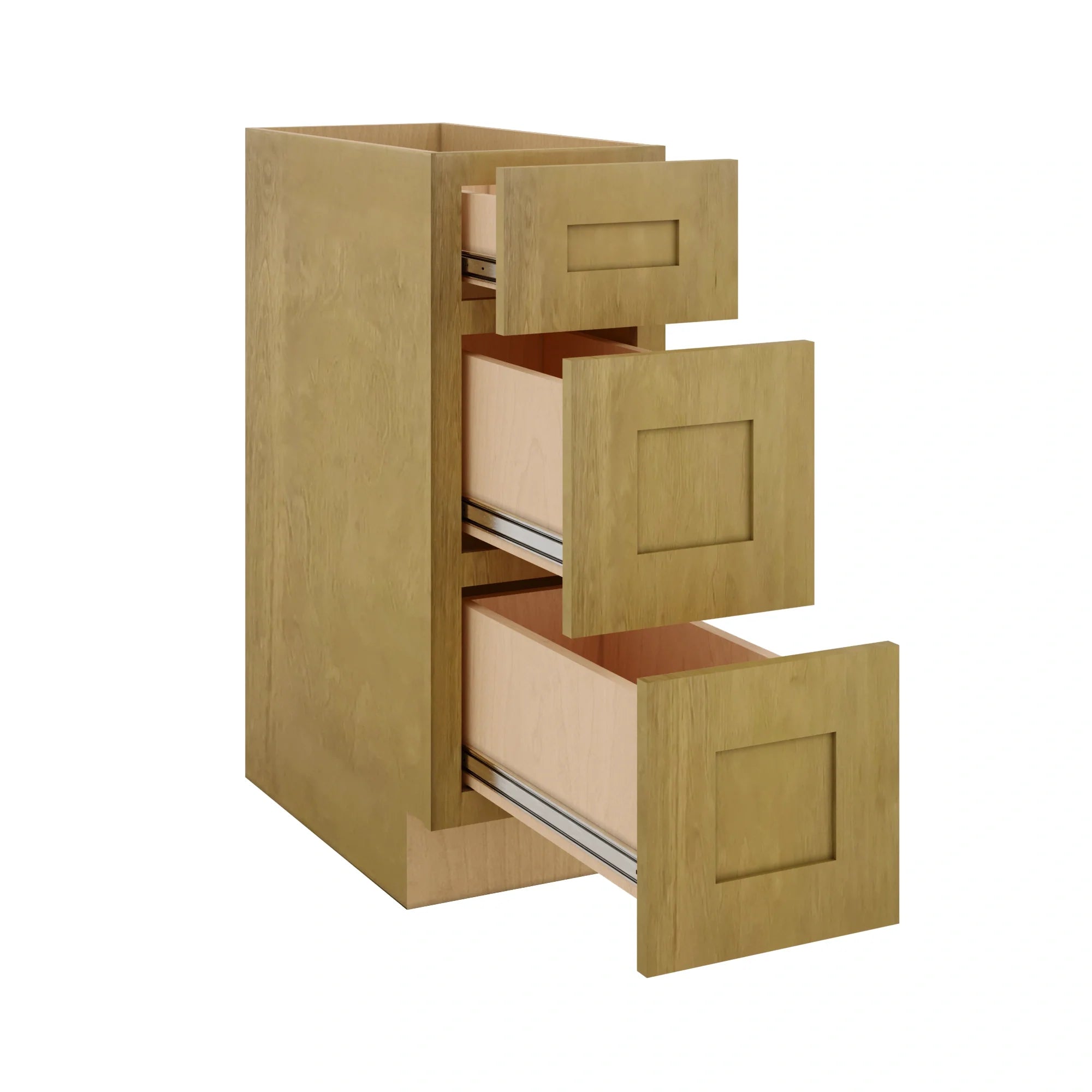 Modernform Cabinet Natural Shaker 12" W X 34 1/2" H X 24" D  3 Drawer Base Cabinet