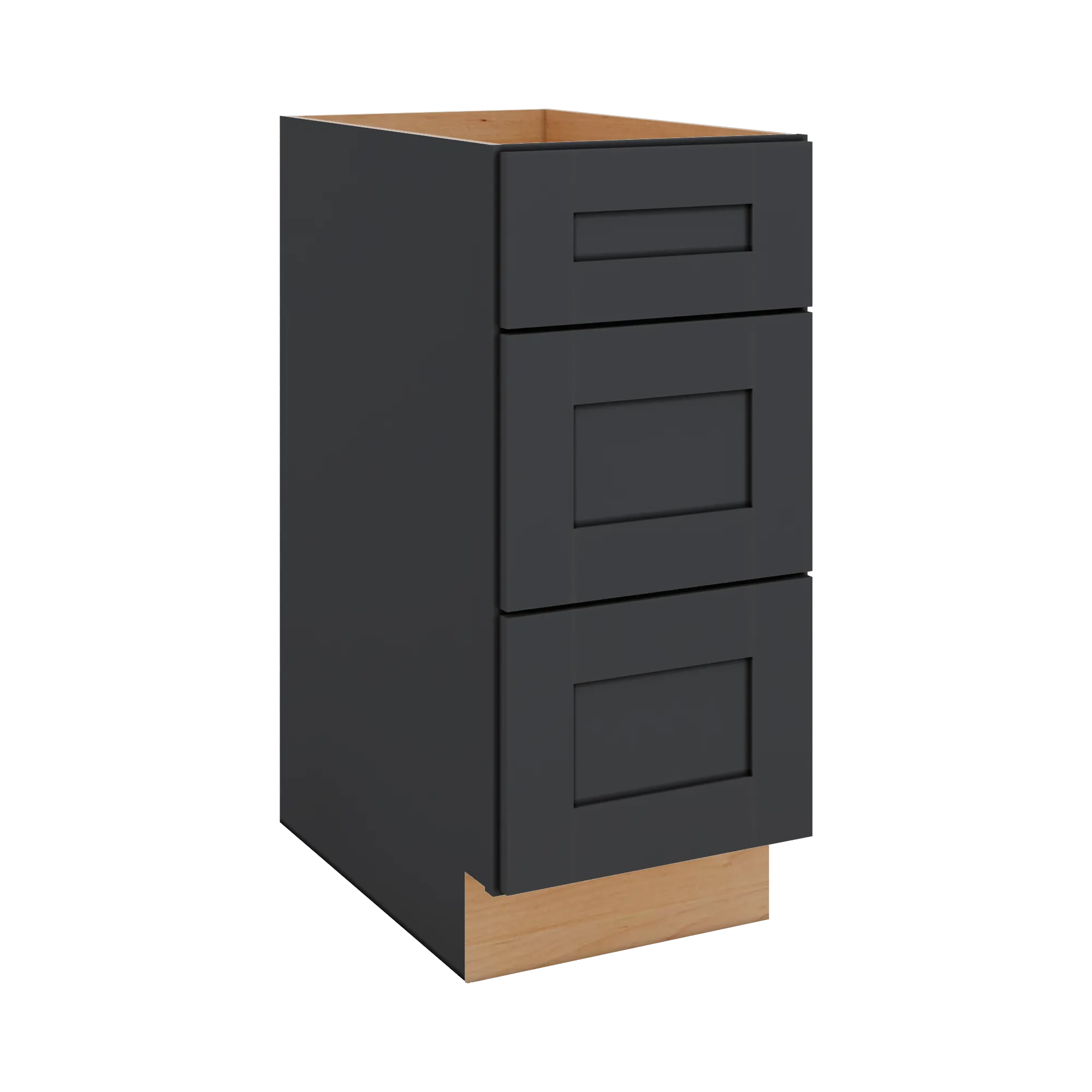 Modernform Cabinet Onyx Black Shaker 15" W X 34 1/2" H X 24" D  3 Drawer Base Cabinet