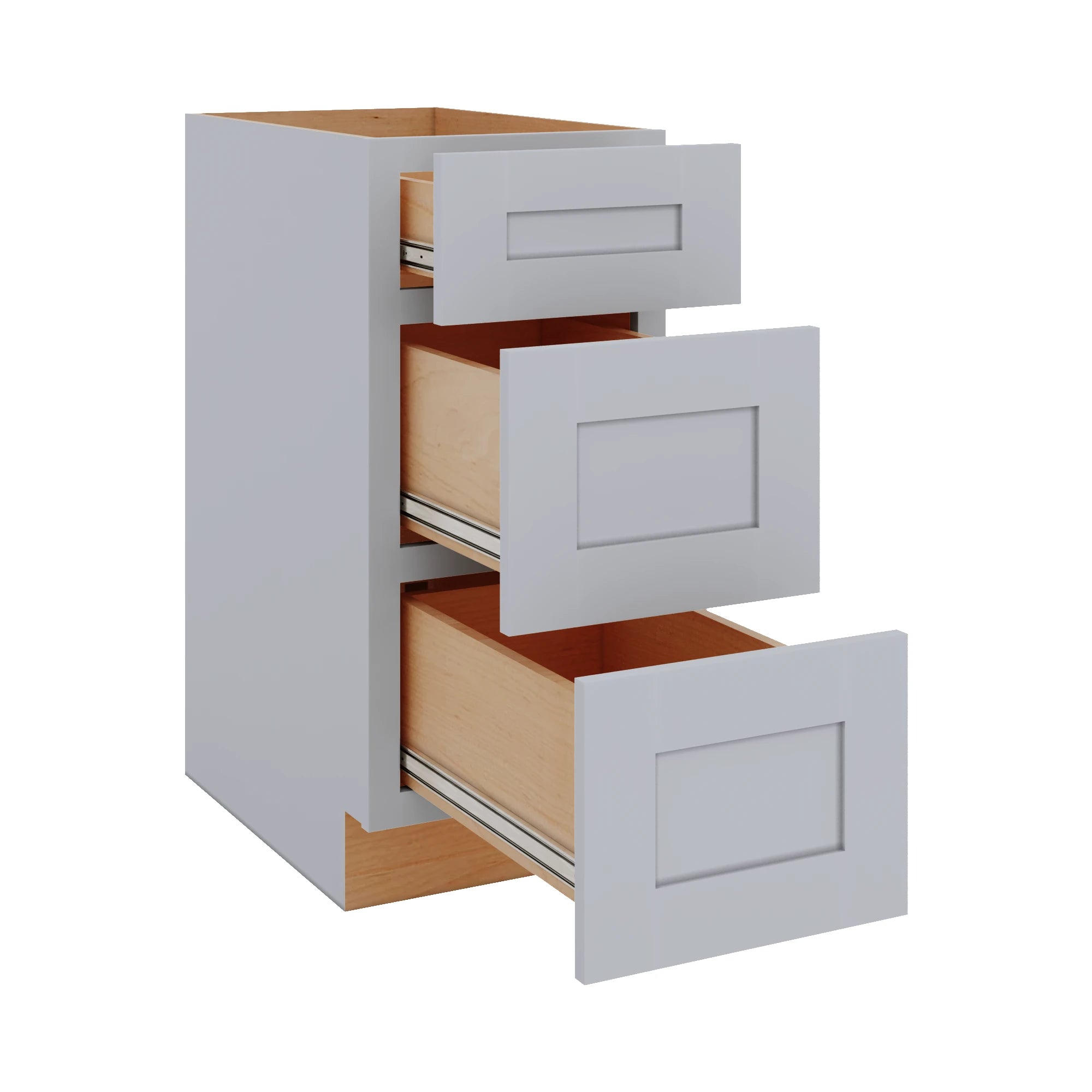 Modernform Cabinet Grey Shaker 15" W X 34 1/2" H X 24" D  3 Drawer Base Cabinet