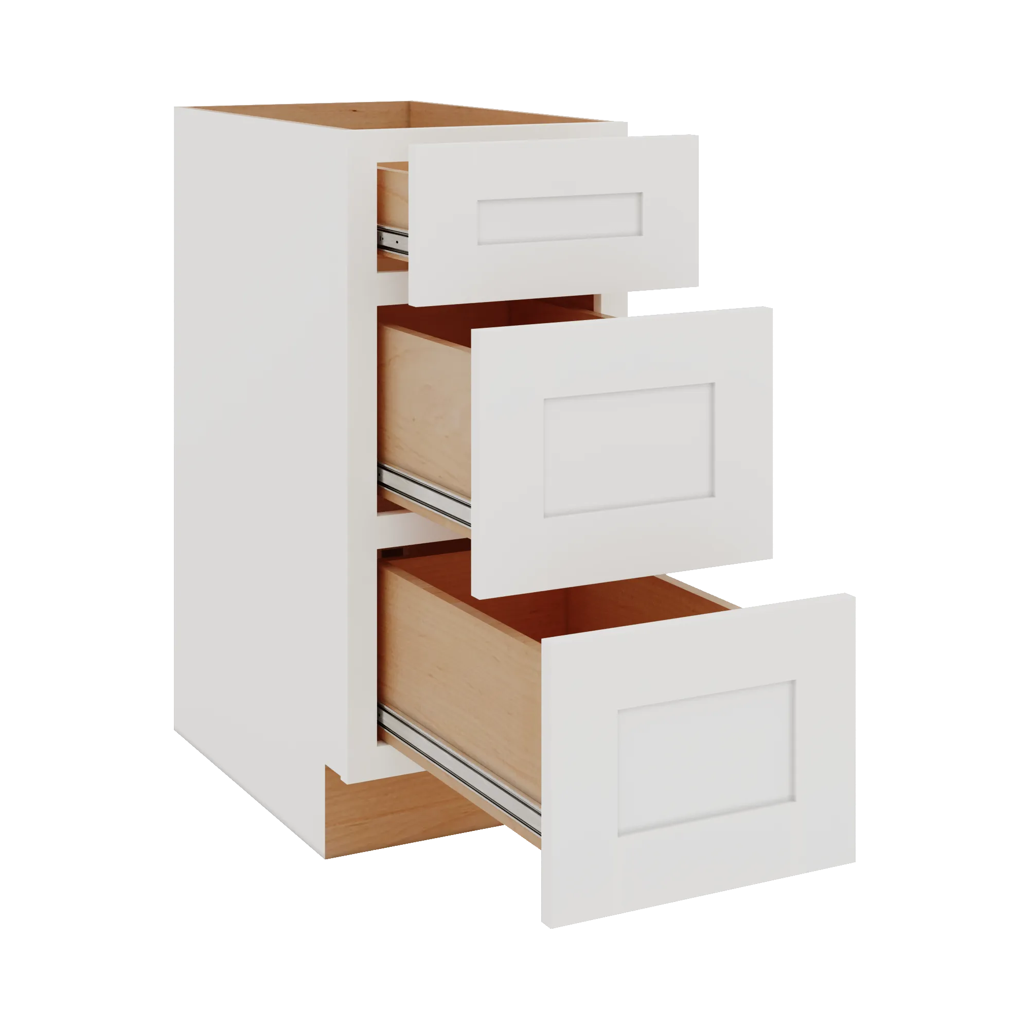 Modernform Cabinet White Shaker 15" W X 34 1/2" H X 24" D  3 Drawer Base Cabinet