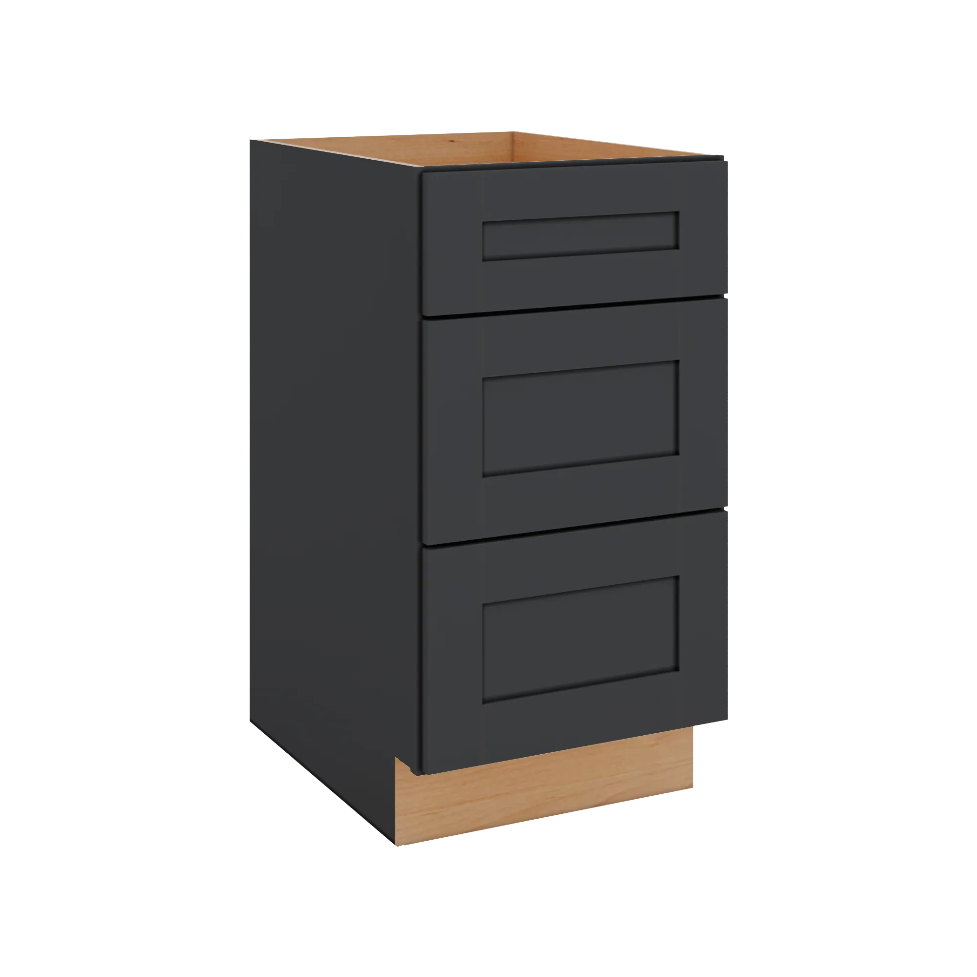Modernform Cabinet Onyx Black Shaker 18" W X 34 1/2" H X 24" D  3 Drawer Base Cabinet