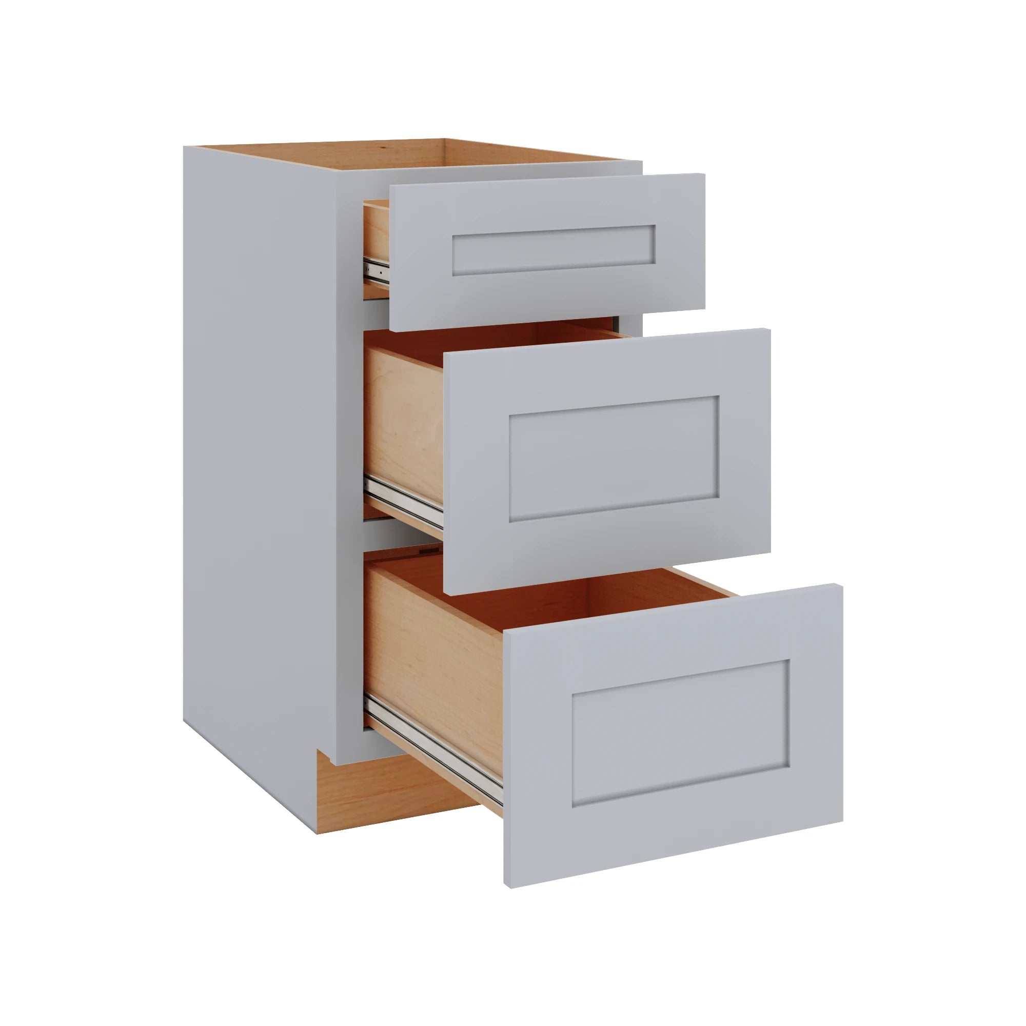 Modernform Cabinet Grey Shaker 18" W X 34 1/2" H X 24" D  3 Drawer Base Cabinet